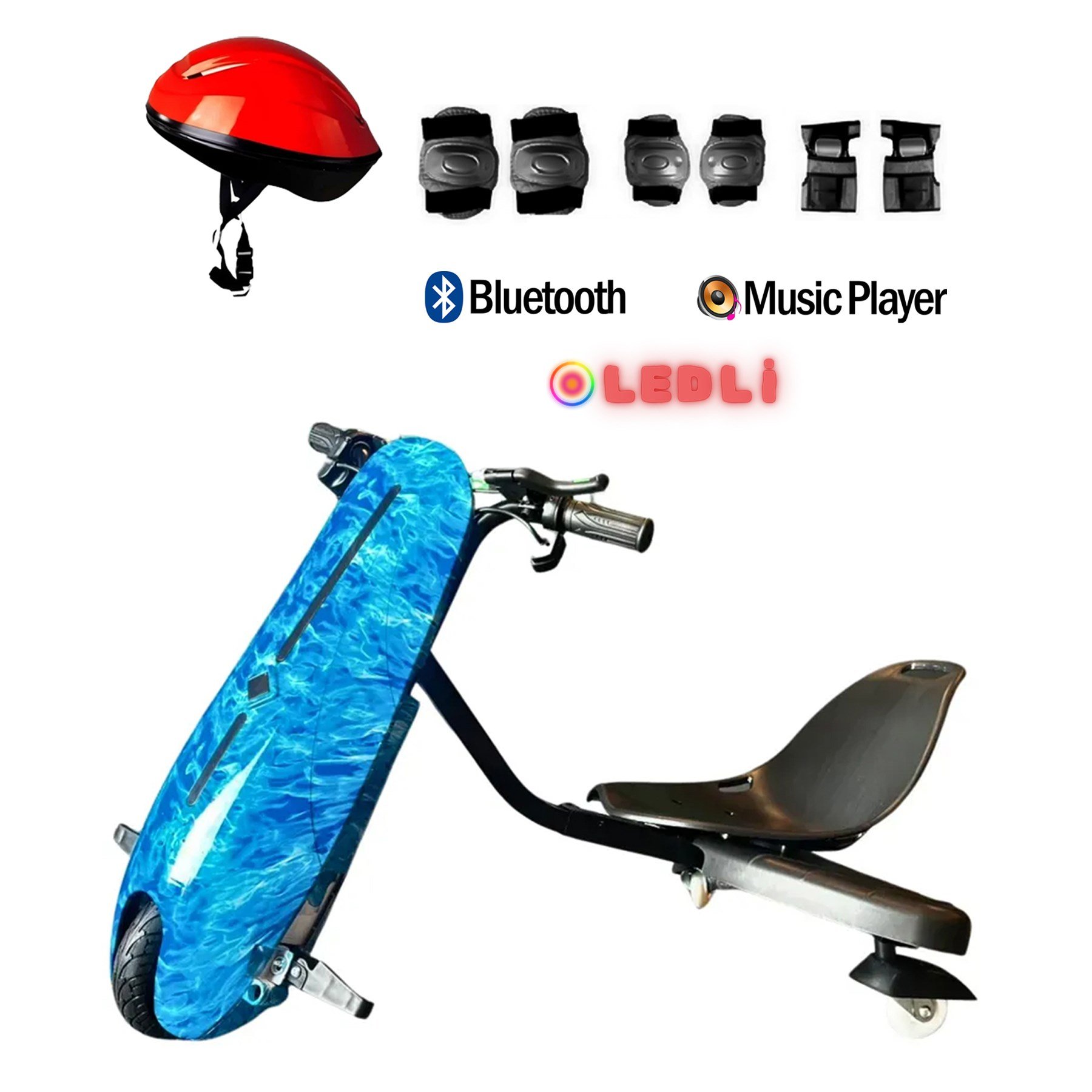 Citymate Drift Car Elektrikli Kaykay Bluetooth Dirift Kar Hoverboard Scooter + Koruma Ekipmanı D29