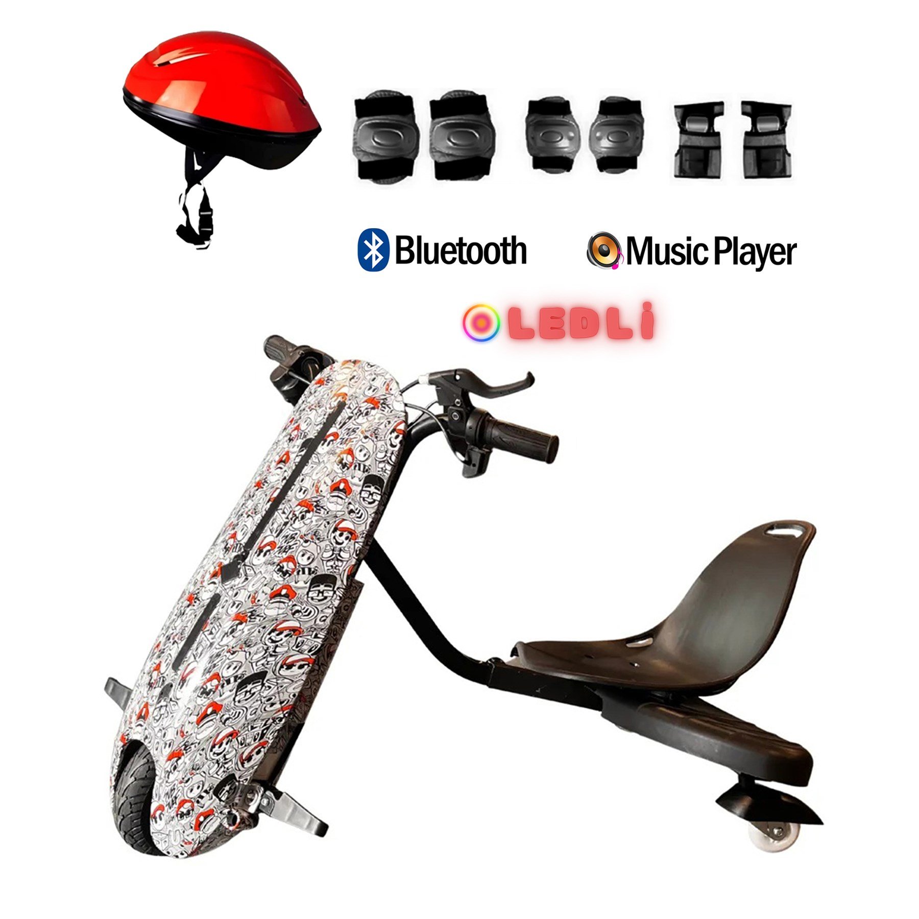 Citymate Drift Car Elektrikli Kaykay Bluetooth Dirift Kar Hoverboard Scooter + Koruma Ekipmanı D30