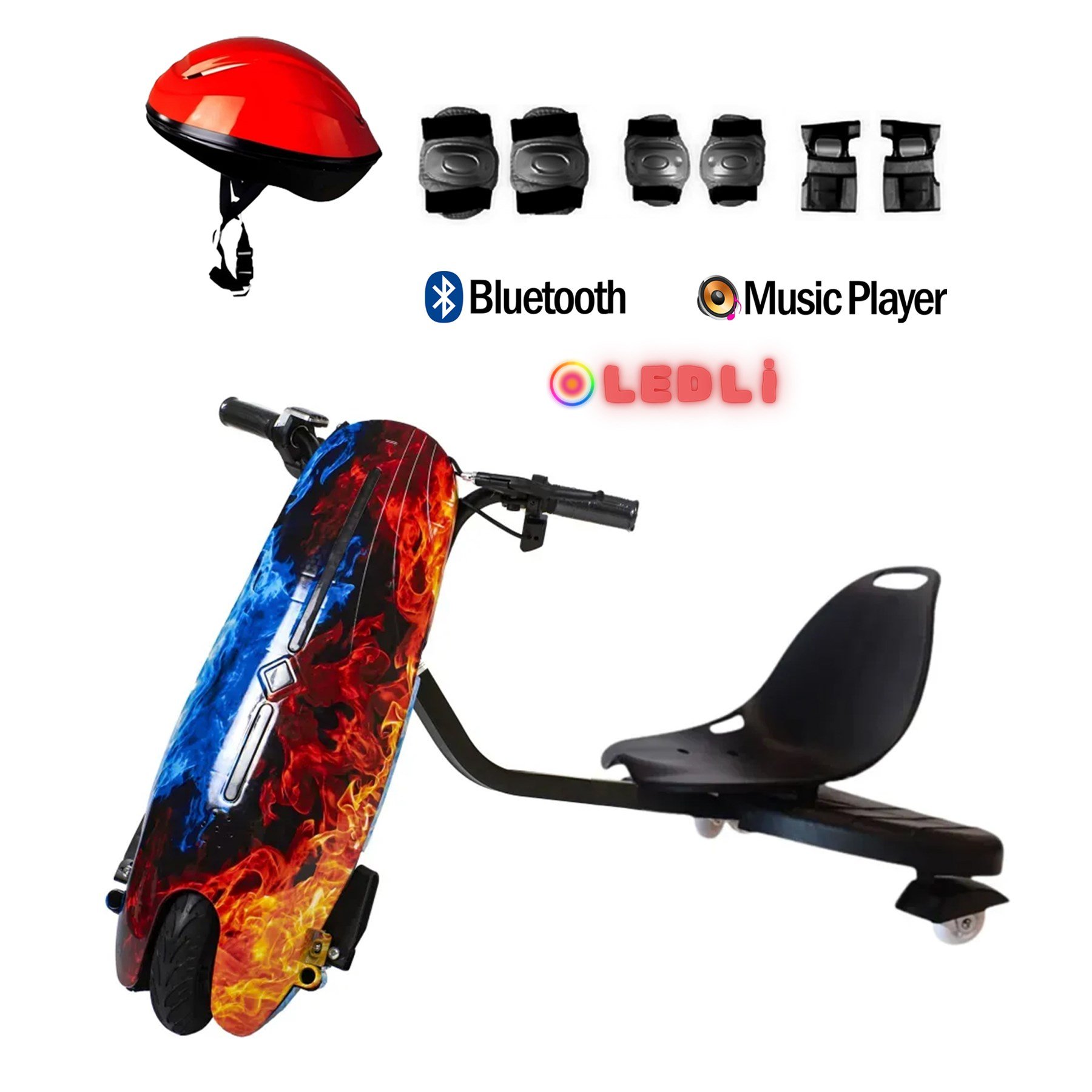 Citymate Drift Car Elektrikli Kaykay Bluetooth Dirift Kar Hoverboard Scooter + Koruma Ekipmanı D10