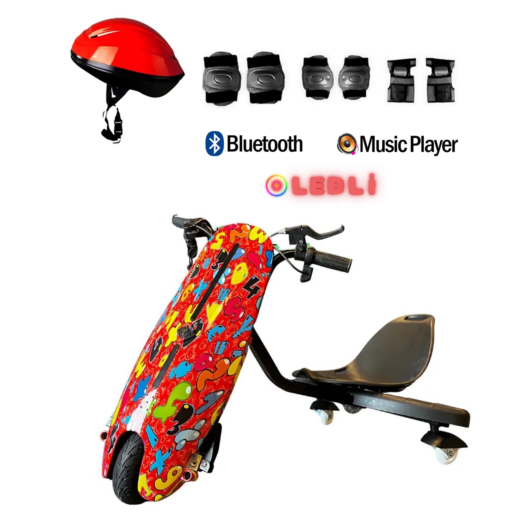 Citymate Drift Car Elektrikli Kaykay Bluetooth Dirift Kar Hoverboard Scooter + Koruma Ekipmanı D28