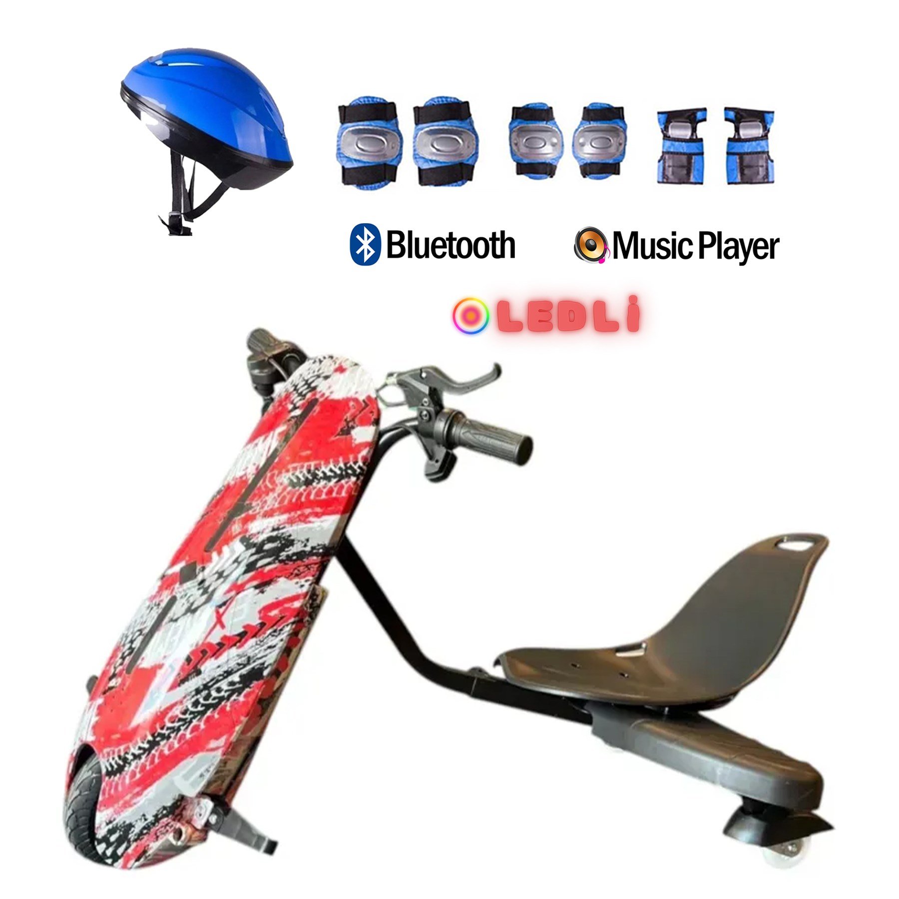 Citymate Drift Car Elektrikli Kaykay Bluetooth Dirift Kar Hoverboard Scooter + Koruma Ekipmanı D17