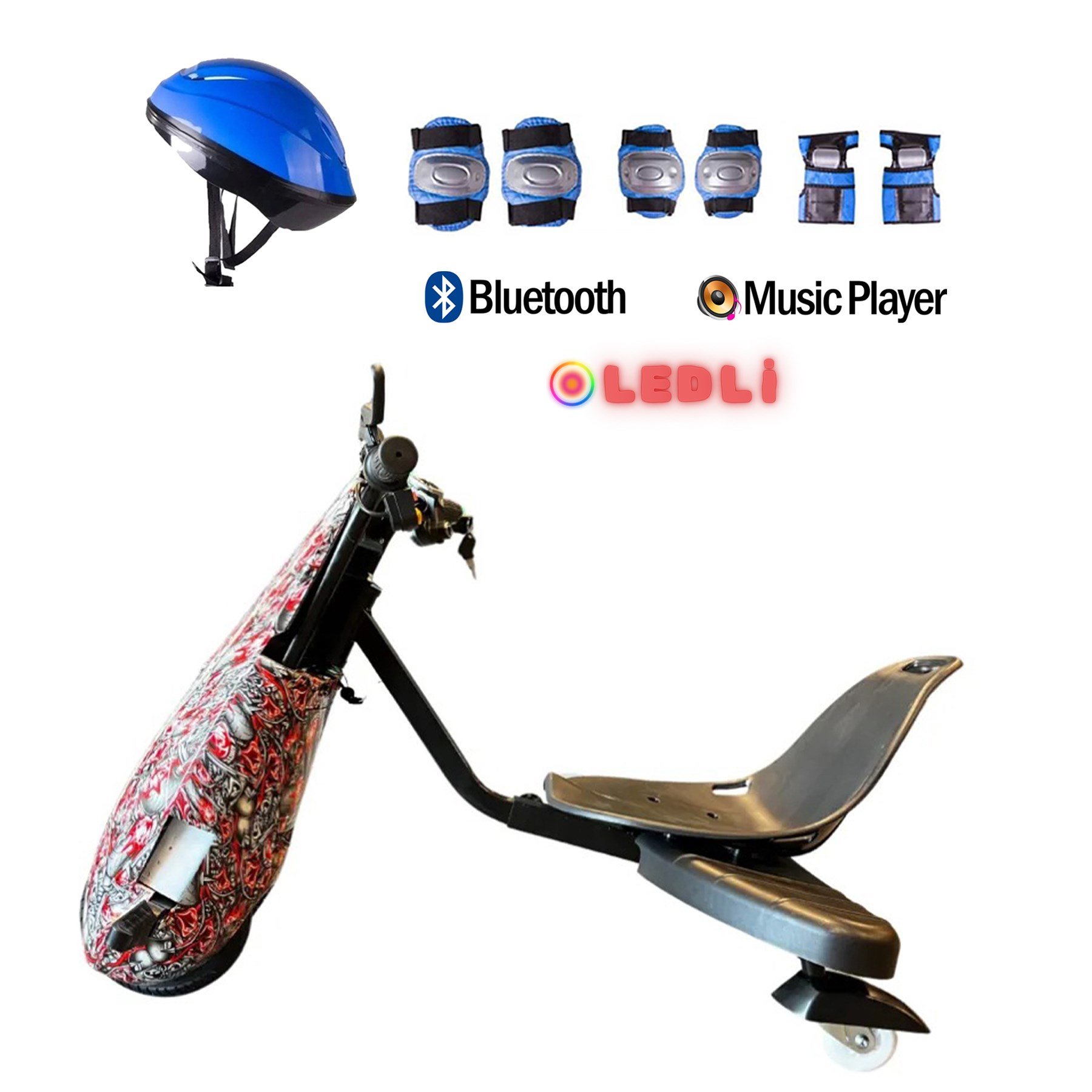 Citymate Drift Car Elektrikli Kaykay Bluetooth Dirift Kar Hoverboard Scooter + Koruma Ekipmanı D15