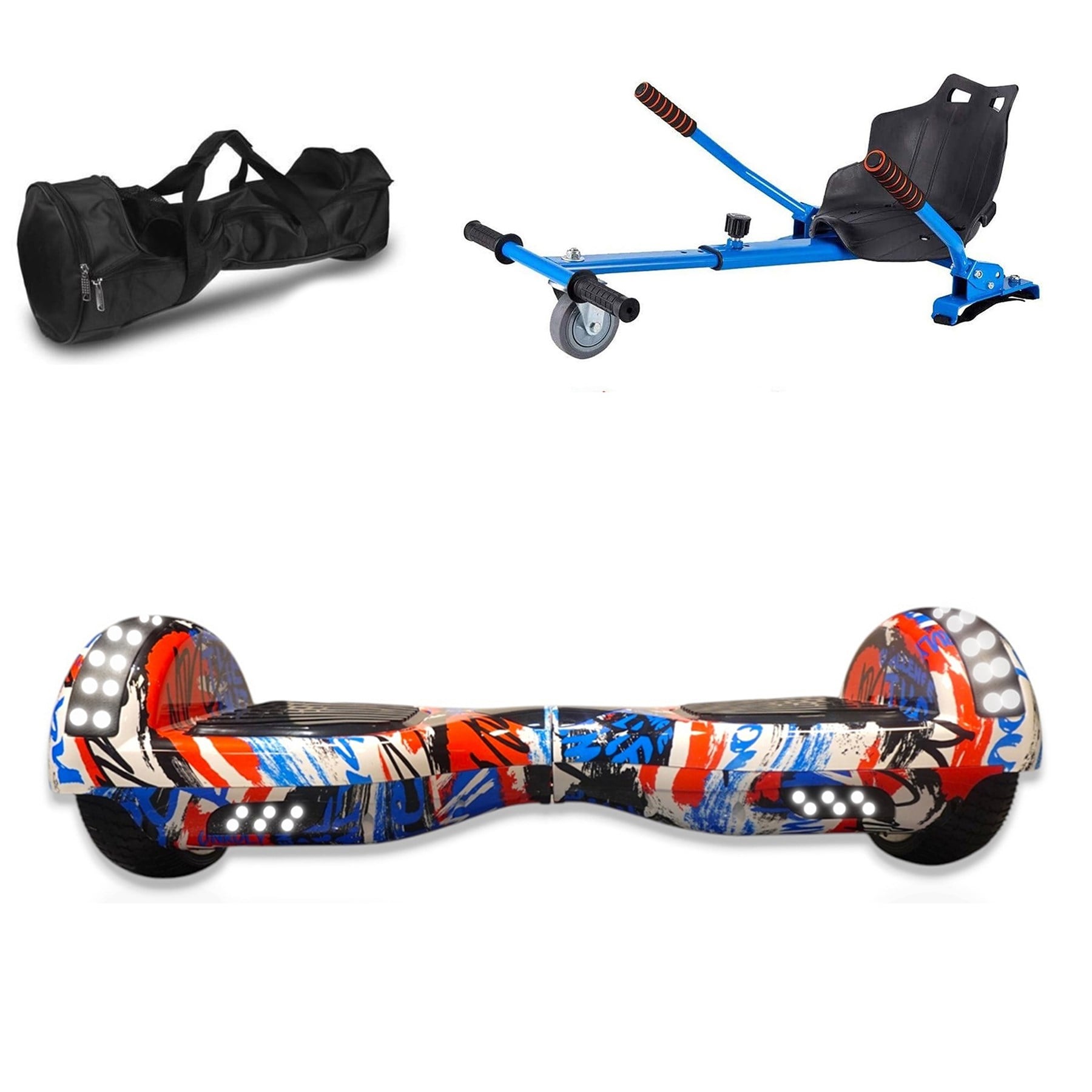 Citymate Elektrikli Kaykay Akıllı Denge Hoverboard + HoverKart + Çanta FULL LEDLİ EXTREM PAKET D09