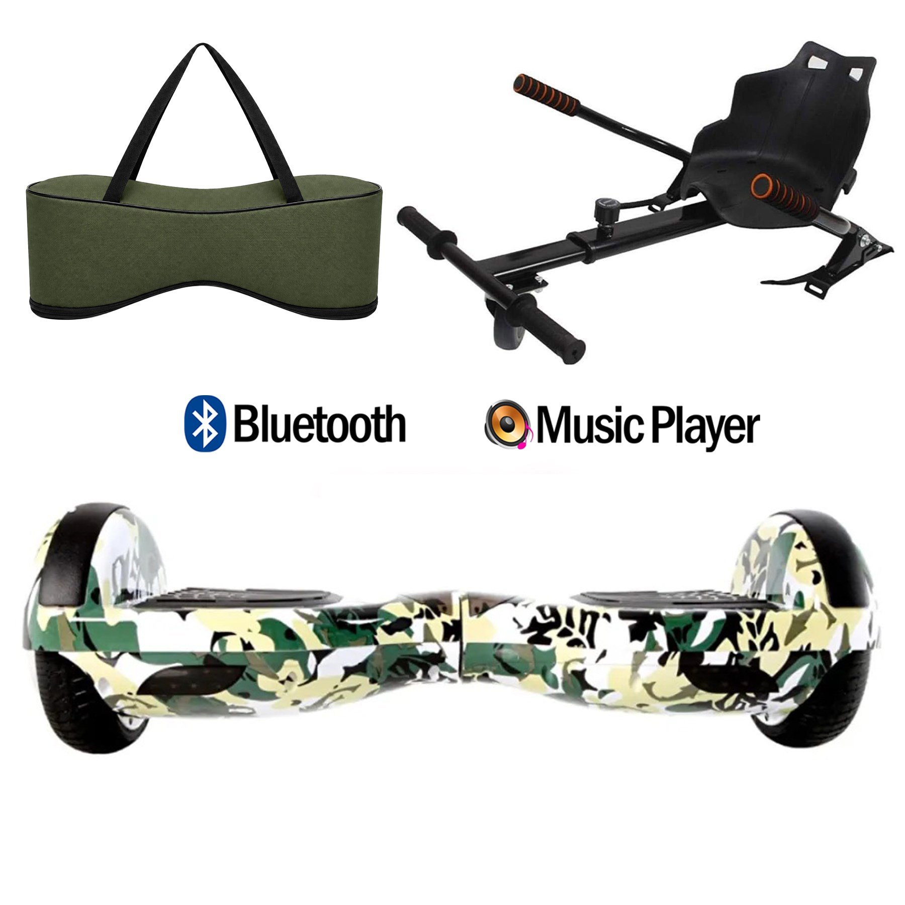 Citymate Elektrikli Kaykay Hoverboard Akıllı Denge 6.5 Inch + HoverKart + Çanta EXTREM PAKET D07 Yeşil