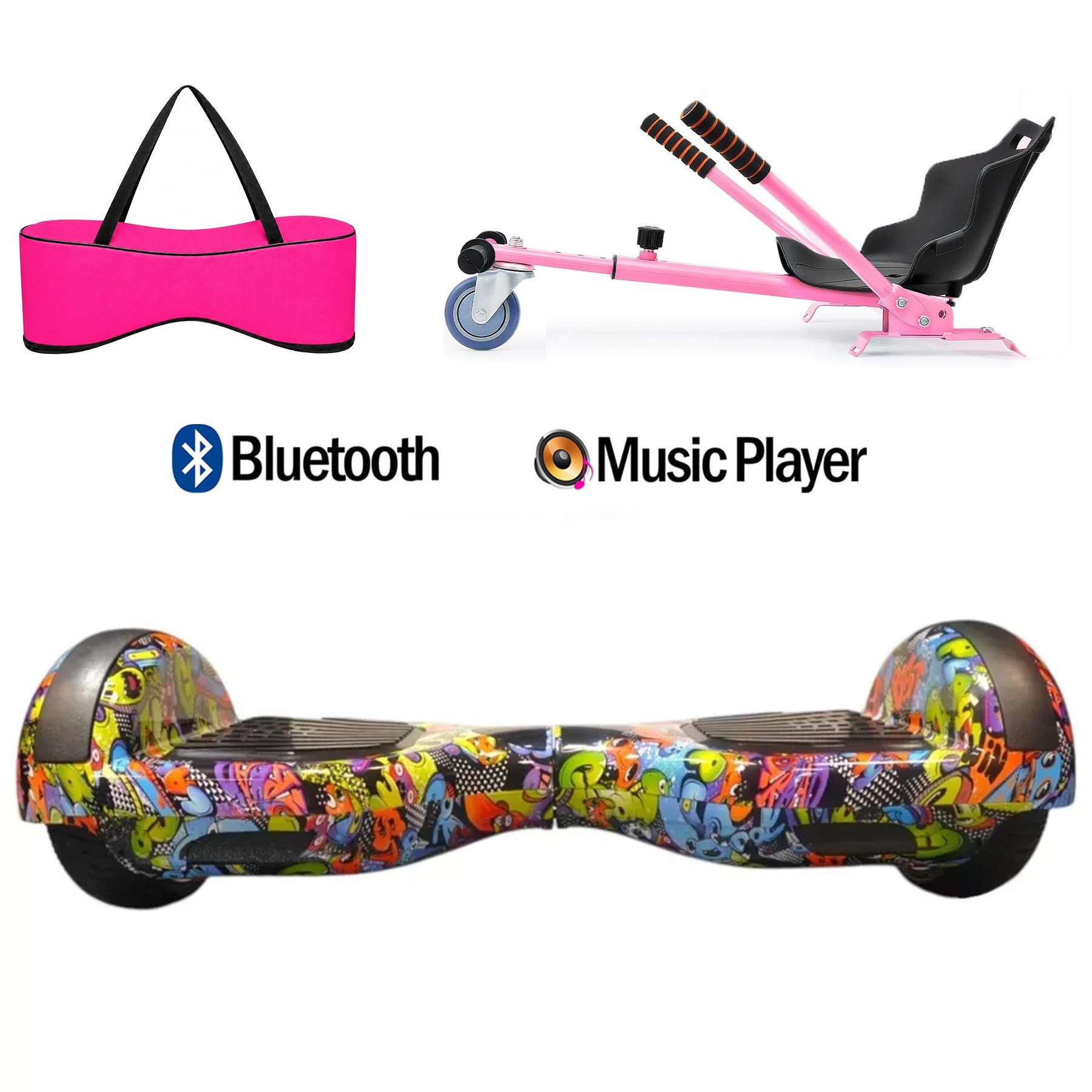 Citymate Elektrikli Kaykay Hoverboard Akıllı Denge 6.5 Inch + HoverKart + Çanta EXTREM PAKET D22 Pembe