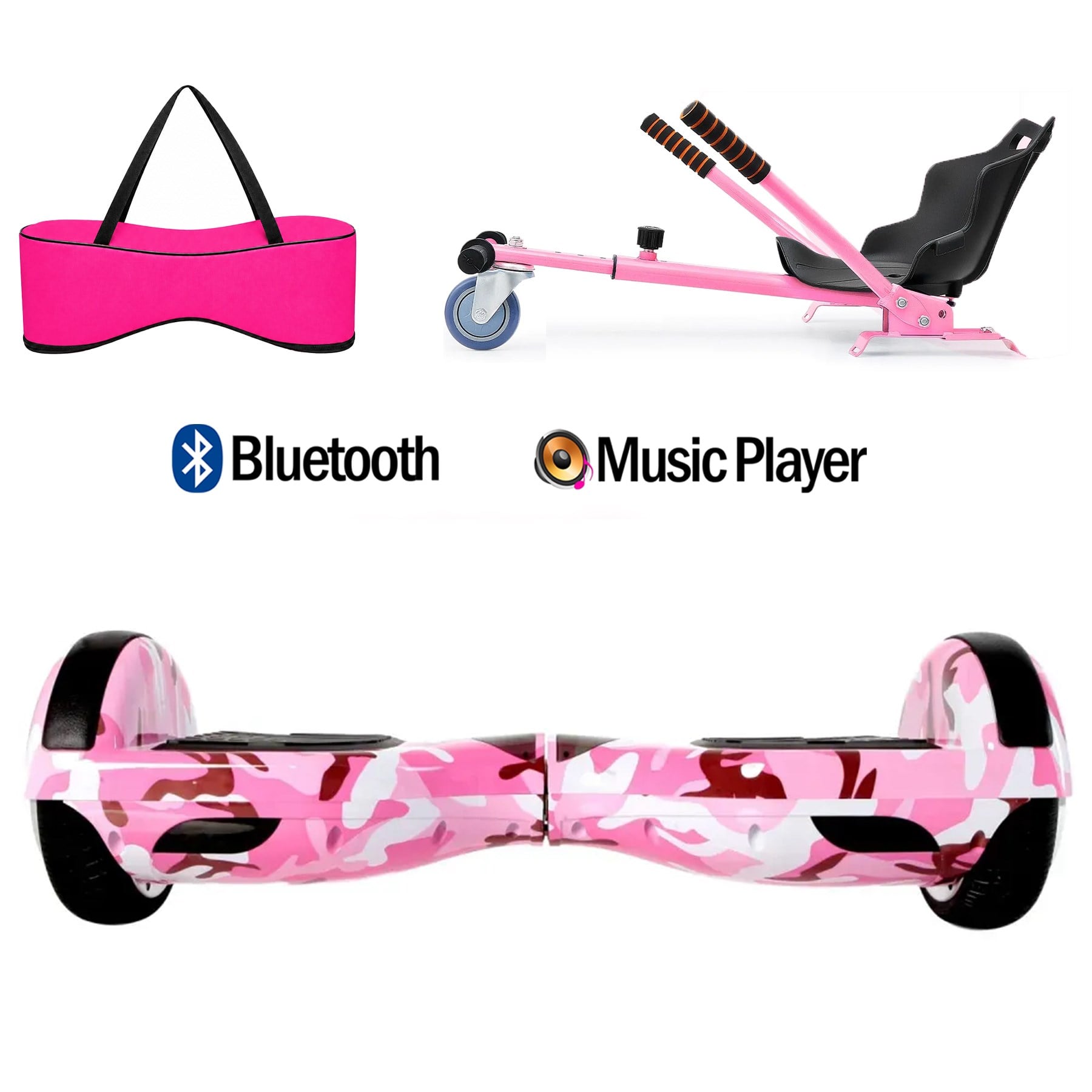 Citymate Elektrikli Kaykay Hoverboard Akıllı Denge 6.5 Inch + HoverKart + Çanta EXTREM PAKET D05 Pembe