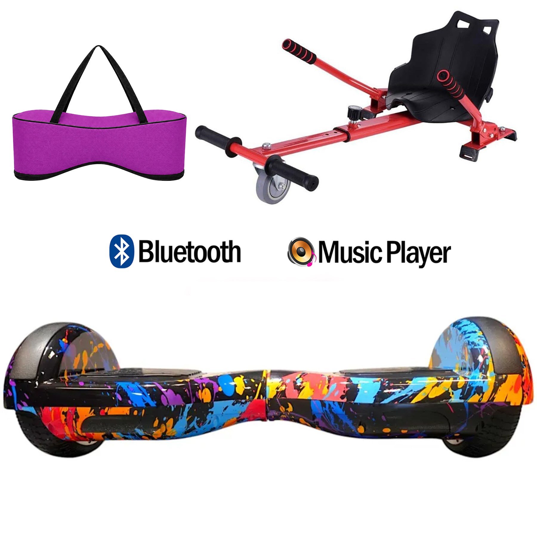 Citymate Elektrikli Kaykay Hoverboard Akıllı Denge 6.5 Inch + HoverKart + Çanta EXTREM PAKET D26 Fuşya