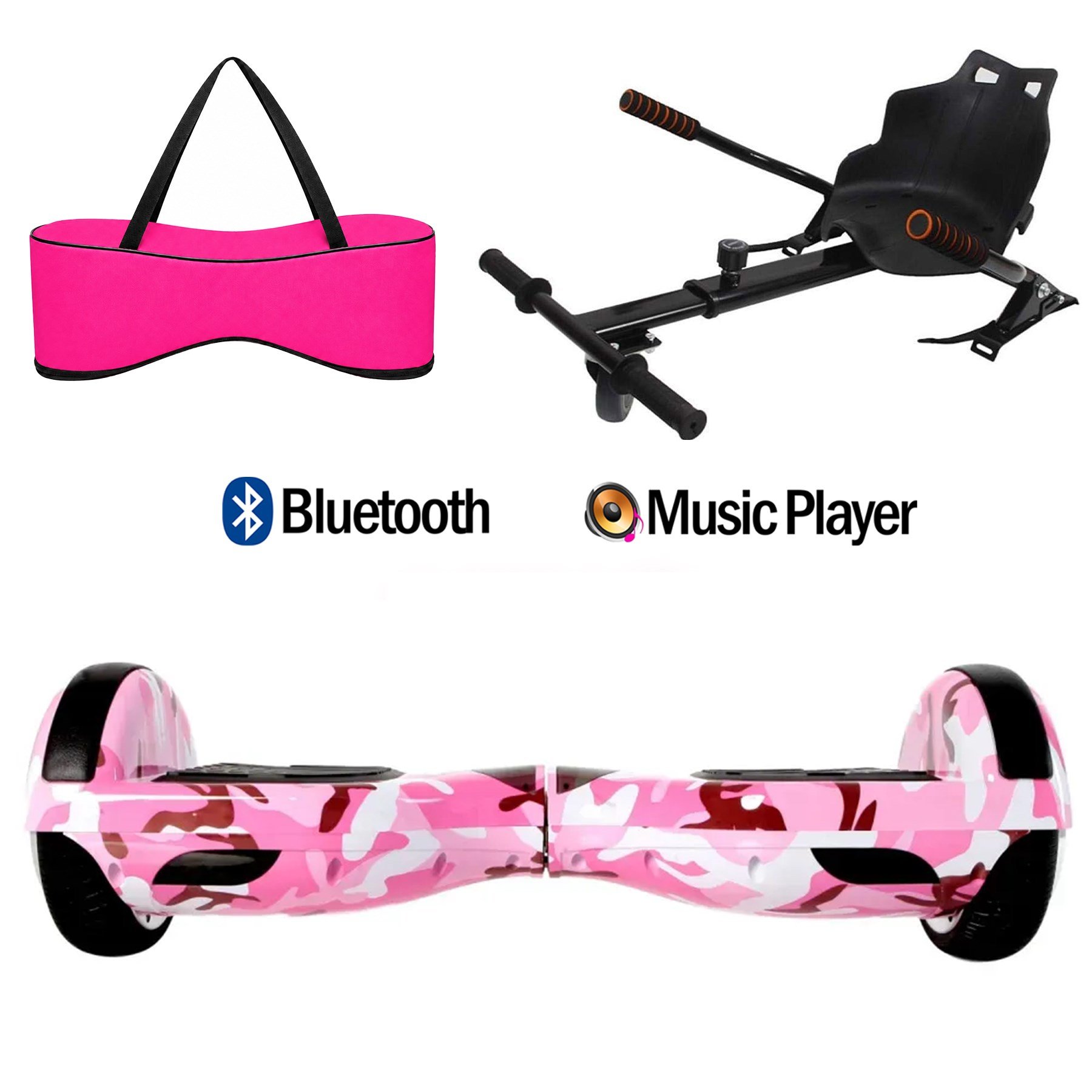 Citymate Elektrikli Kaykay Hoverboard Akıllı Denge 6.5 Inch + HoverKart + Çanta EXTREM PAKET D05 Pembe