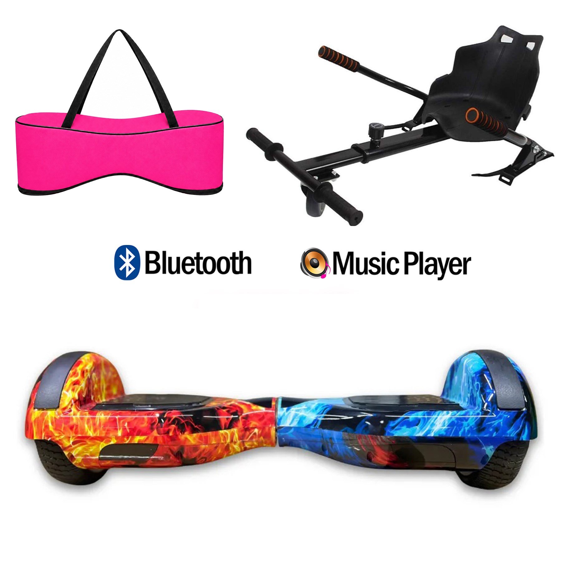 Citymate Elektrikli Kaykay Hoverboard Akıllı Denge 6.5 Inch + HoverKart + Çanta EXTREM PAKET D10 Pembe