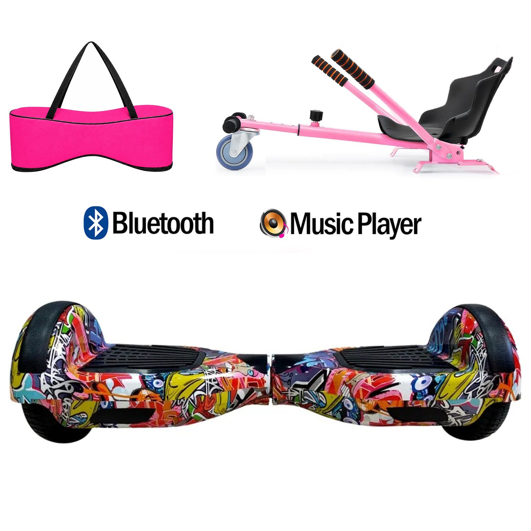 Citymate Elektrikli Kaykay Hoverboard Akıllı Denge 6.5 Inch + HoverKart + Çanta EXTREM PAKET D11 Pembe