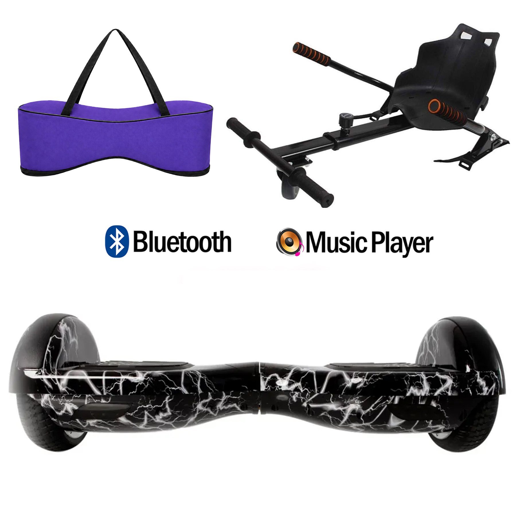 Citymate Elektrikli Kaykay Hoverboard Akıllı Denge 6.5 Inch + HoverKart + Çanta EXTREM PAKET D02 Mor