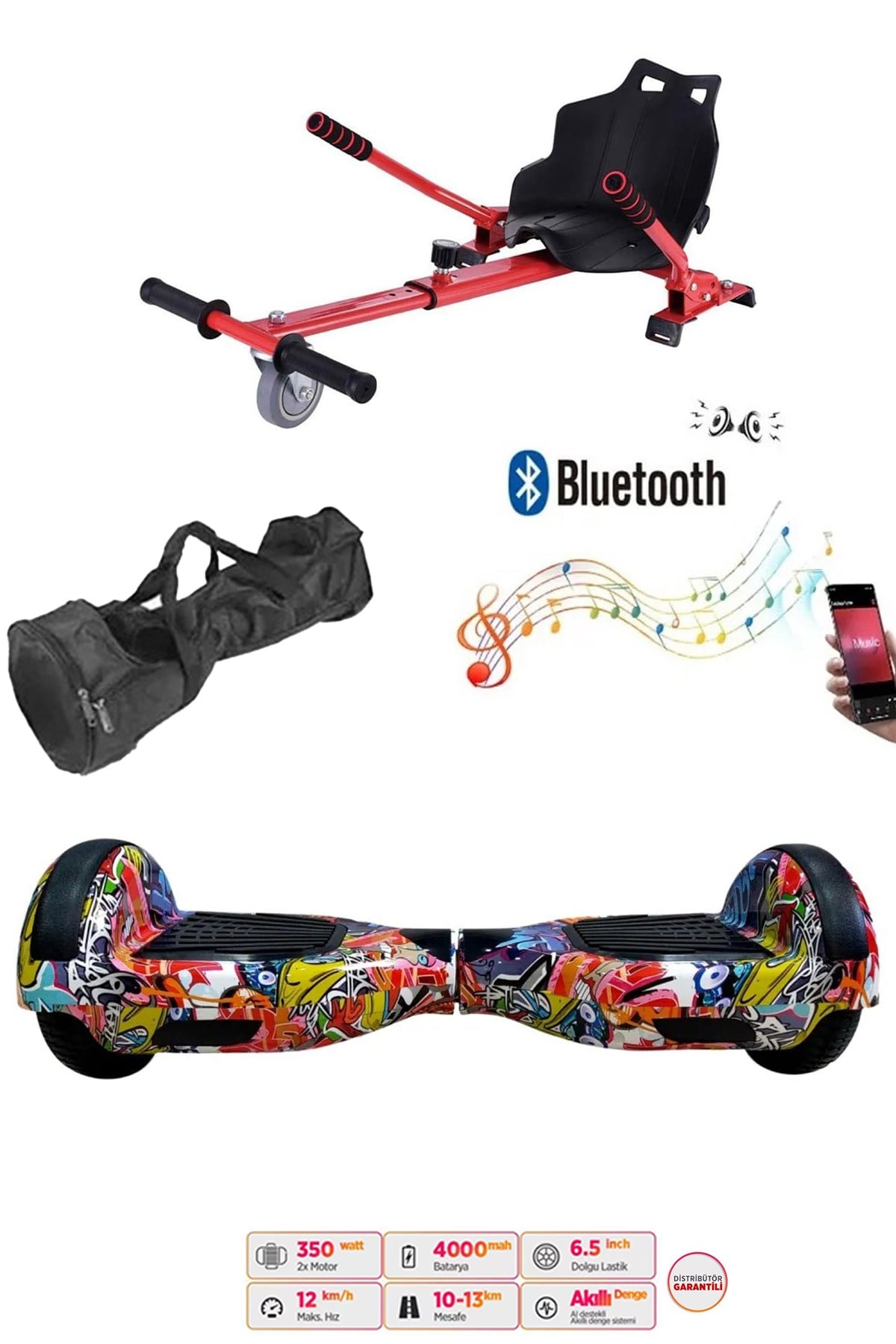 Citymate Elektrikli Kaykay Hoverboard Akıllı Denge 6.5 Inch + HoverKart + Çanta EXTREM PAKET D11