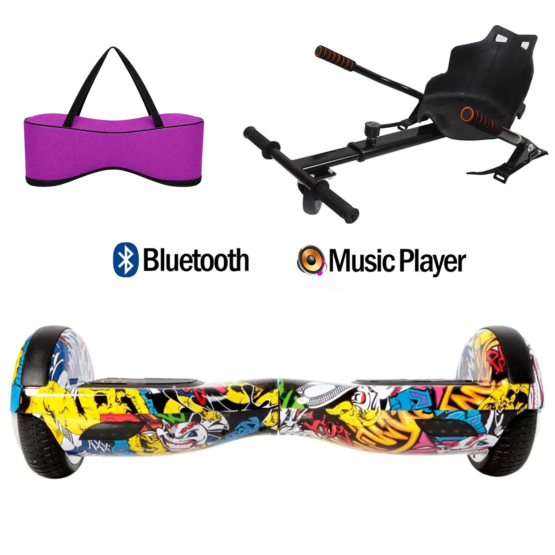 Citymate Elektrikli Kaykay Hoverboard Akıllı Denge 6.5 Inch + HoverKart + Çanta EXTREM PAKET D01 Fuşya