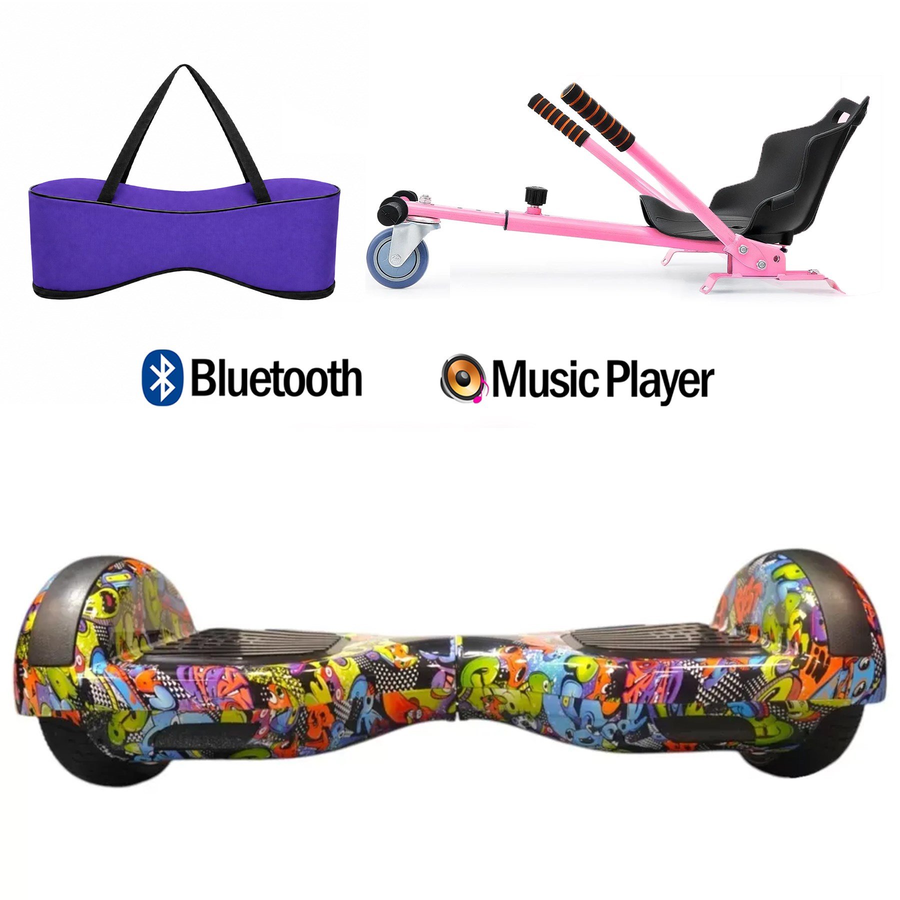 Citymate Elektrikli Kaykay Hoverboard Akıllı Denge 6.5 Inch + HoverKart + Çanta EXTREM PAKET D022 Mor