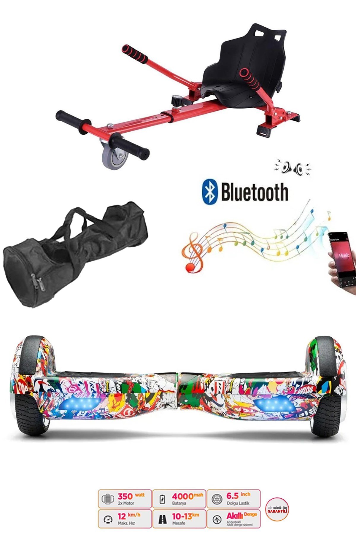 Citymate Elektrikli Kaykay Hoverboard Akıllı Denge 6.5 Inch + HoverKart + Çanta EXTREM PAKET D19