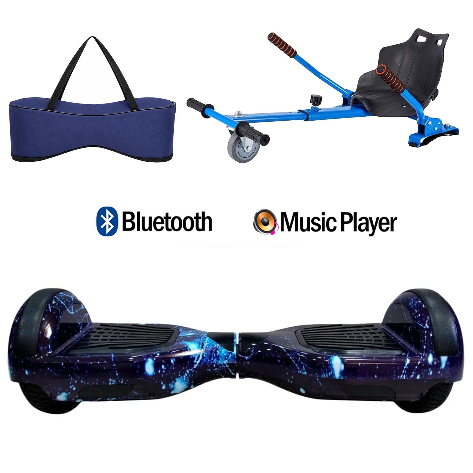 Citymate Elektrikli Kaykay Hoverboard Akıllı Denge 6.5 Inch + HoverKart + Çanta EXTREM PAKET D12 Mavi