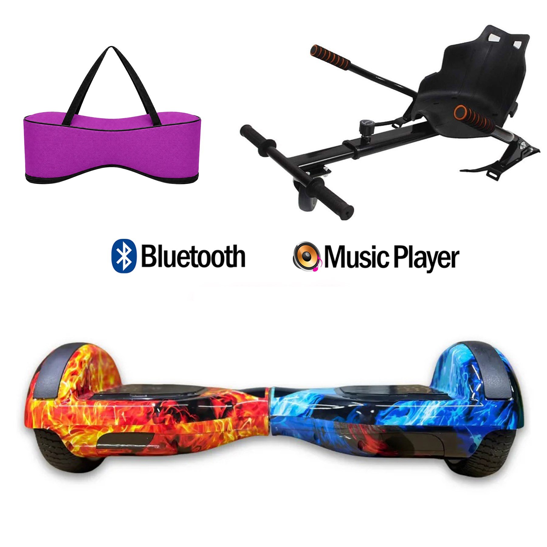 Citymate Elektrikli Kaykay Hoverboard Akıllı Denge 6.5 Inch + HoverKart + Çanta EXTREM PAKET D10 Fuşya