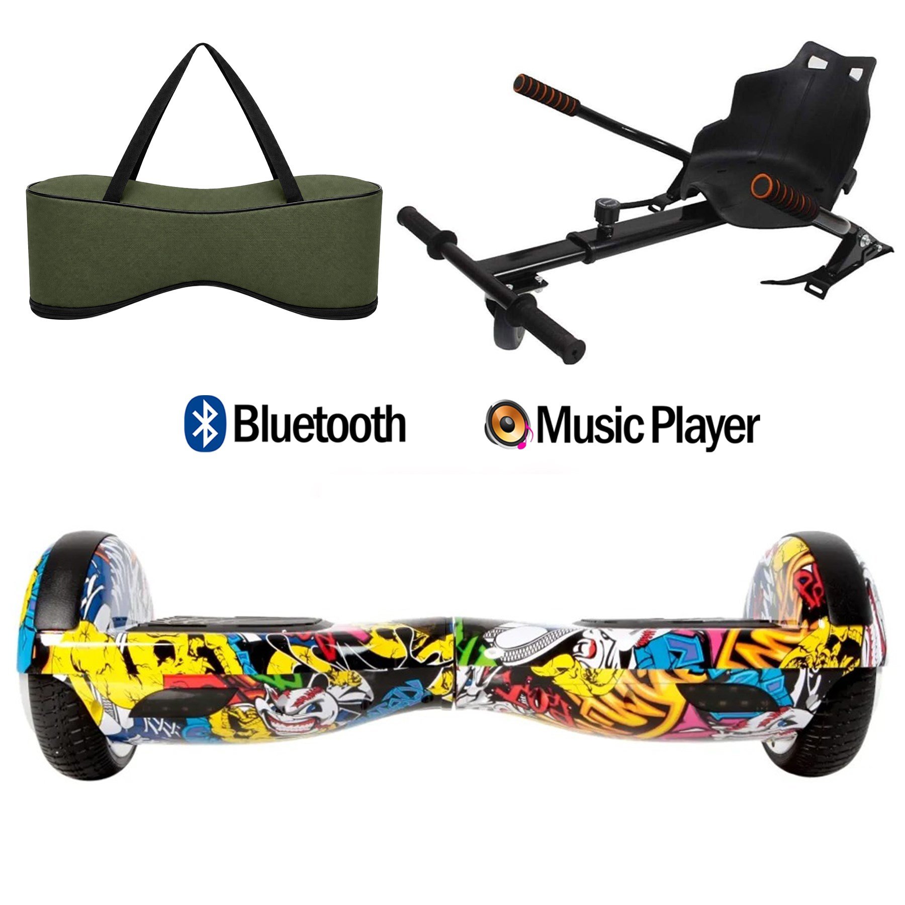 Citymate Elektrikli Kaykay Hoverboard Akıllı Denge 6.5 Inch + HoverKart + Çanta EXTREM PAKET D01 Yeşil