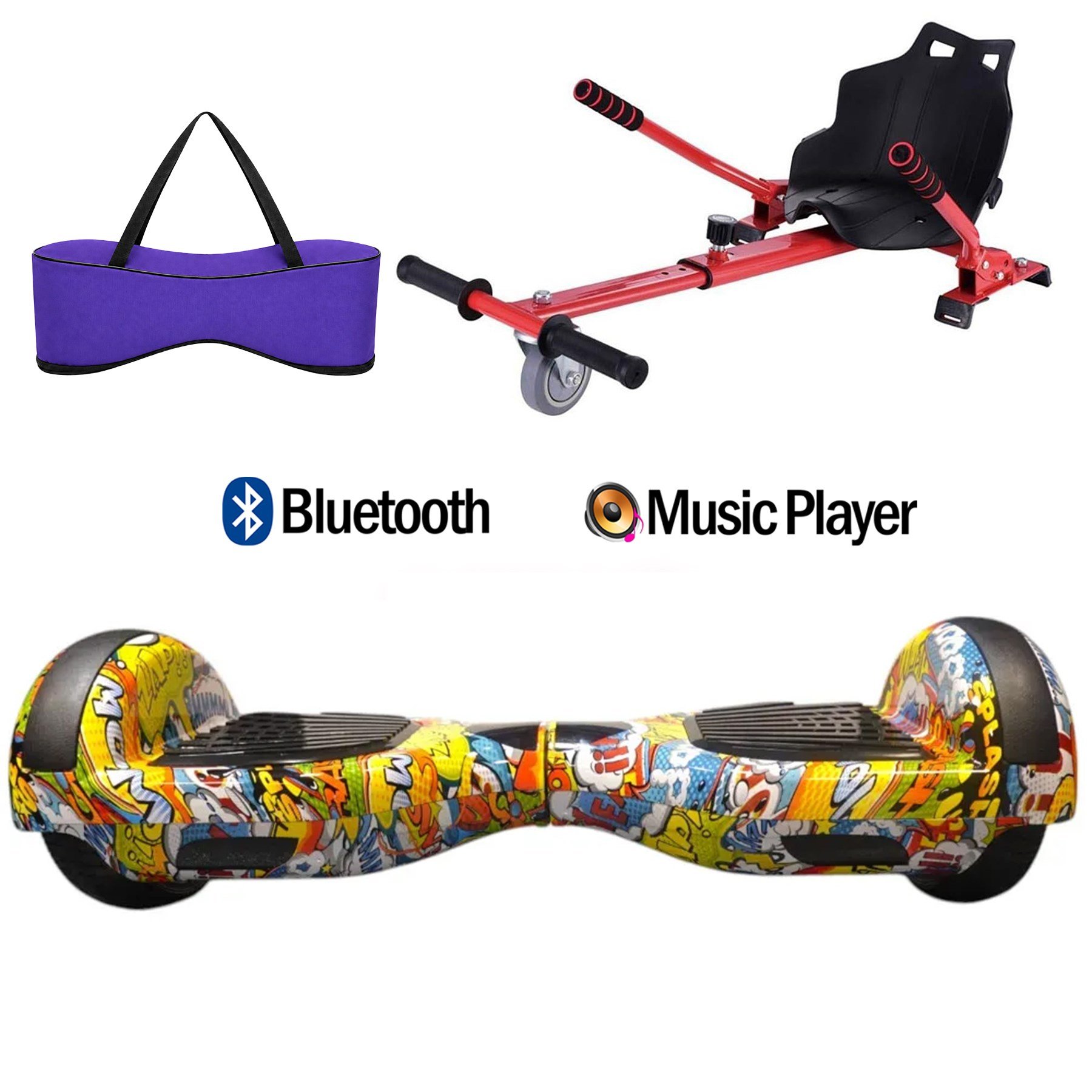 Citymate Elektrikli Kaykay Hoverboard Akıllı Denge 6.5 Inch + HoverKart + Çanta EXTREM PAKET D25 Mor