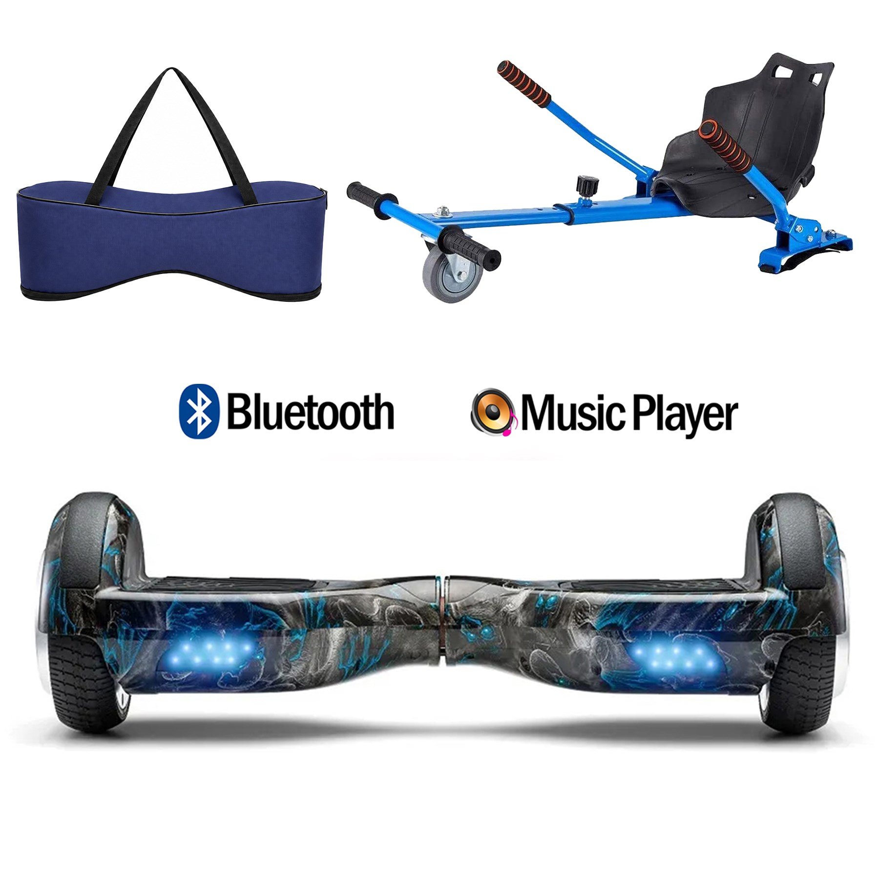 Citymate Elektrikli Kaykay Hoverboard Akıllı Denge 6.5 Inch + HoverKart + Çanta EXTREM PAKET D18 Mavi