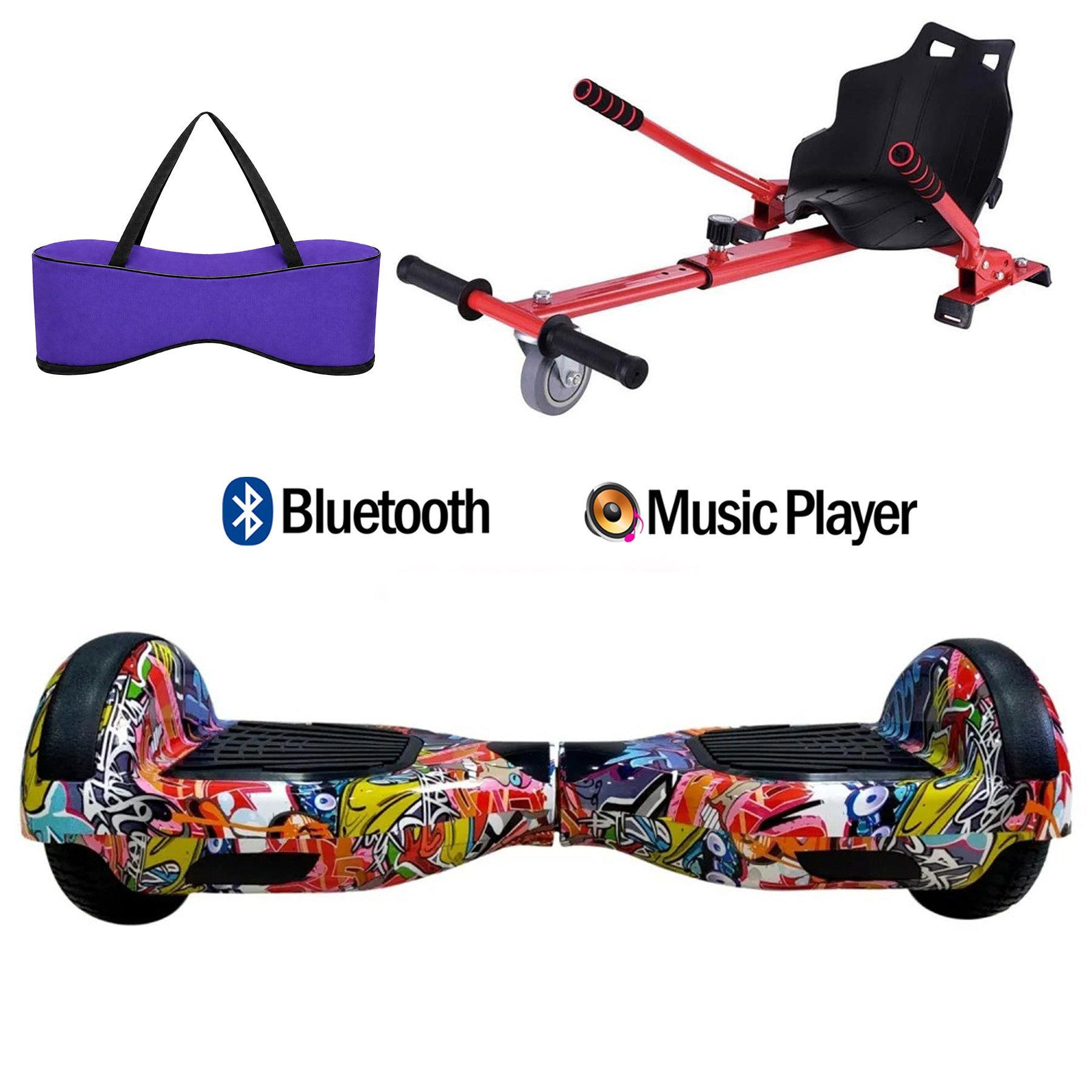 Citymate Elektrikli Kaykay Hoverboard Akıllı Denge 6.5 Inch + HoverKart + Çanta EXTREM PAKET D11 Mor