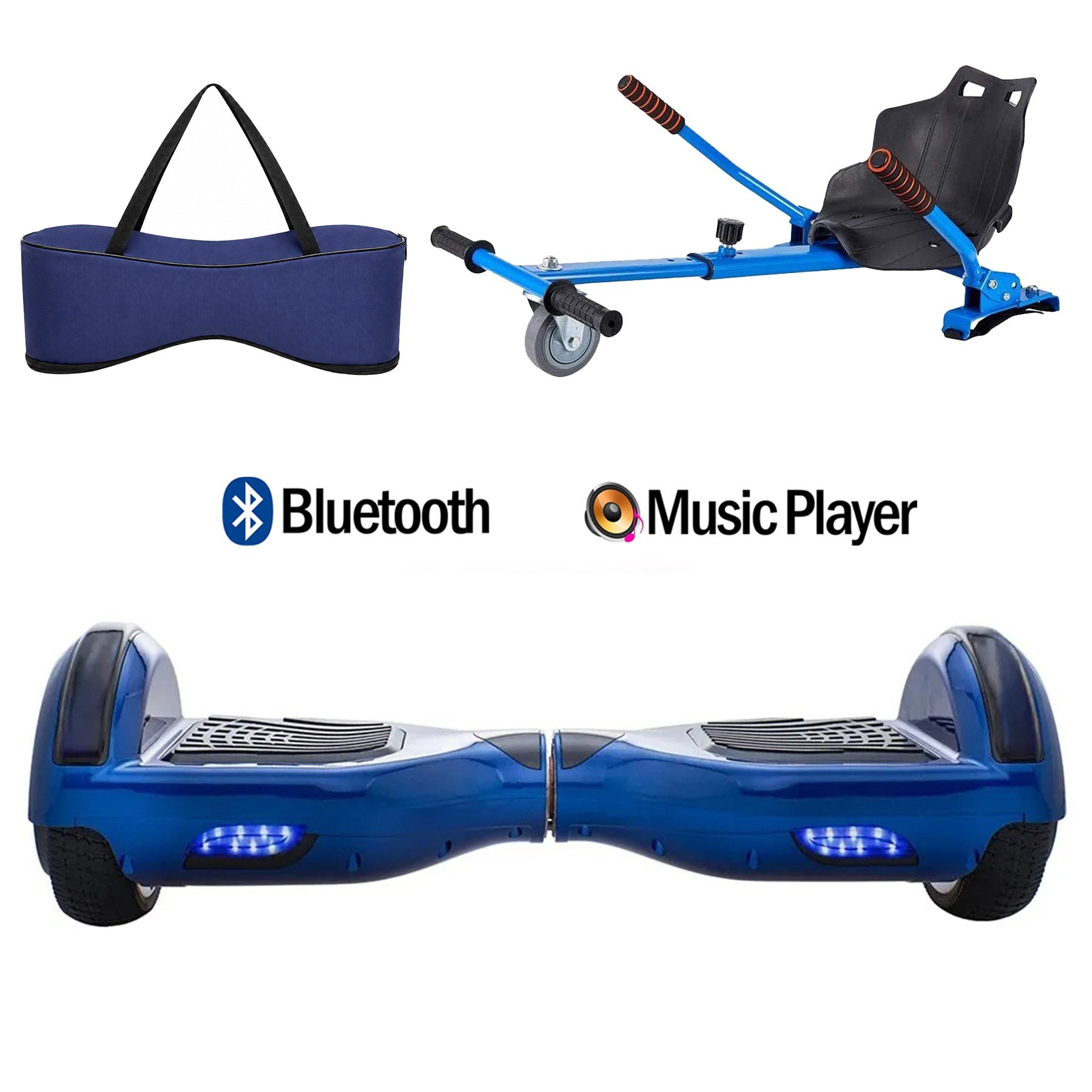 Citymate Elektrikli Kaykay Hoverboard Akıllı Denge 6.5 Inch + HoverKart + Çanta EXTREM PAKET82 Mavi