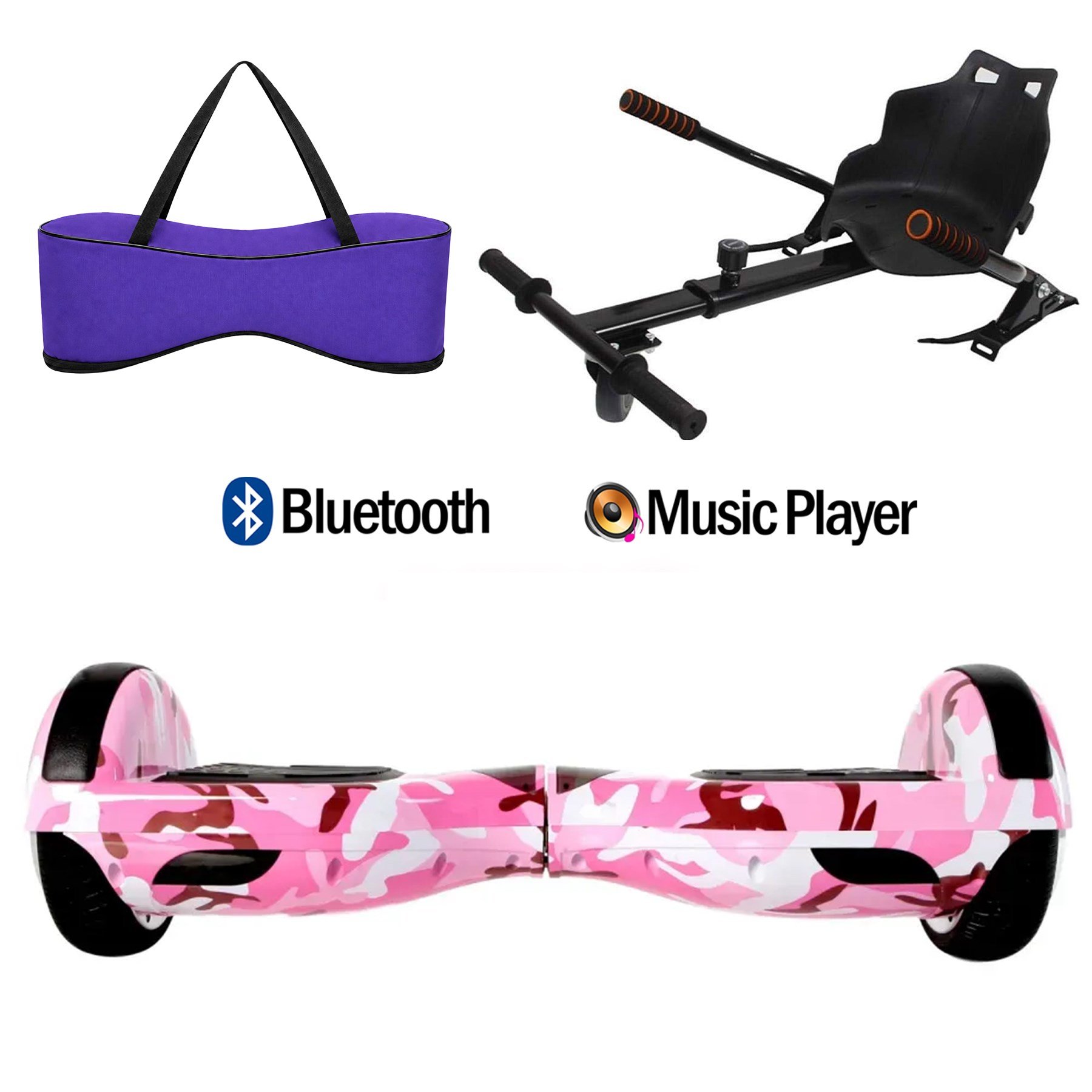 Citymate Elektrikli Kaykay Hoverboard Akıllı Denge 6.5 Inch + HoverKart + Çanta EXTREM PAKET D05 Mor