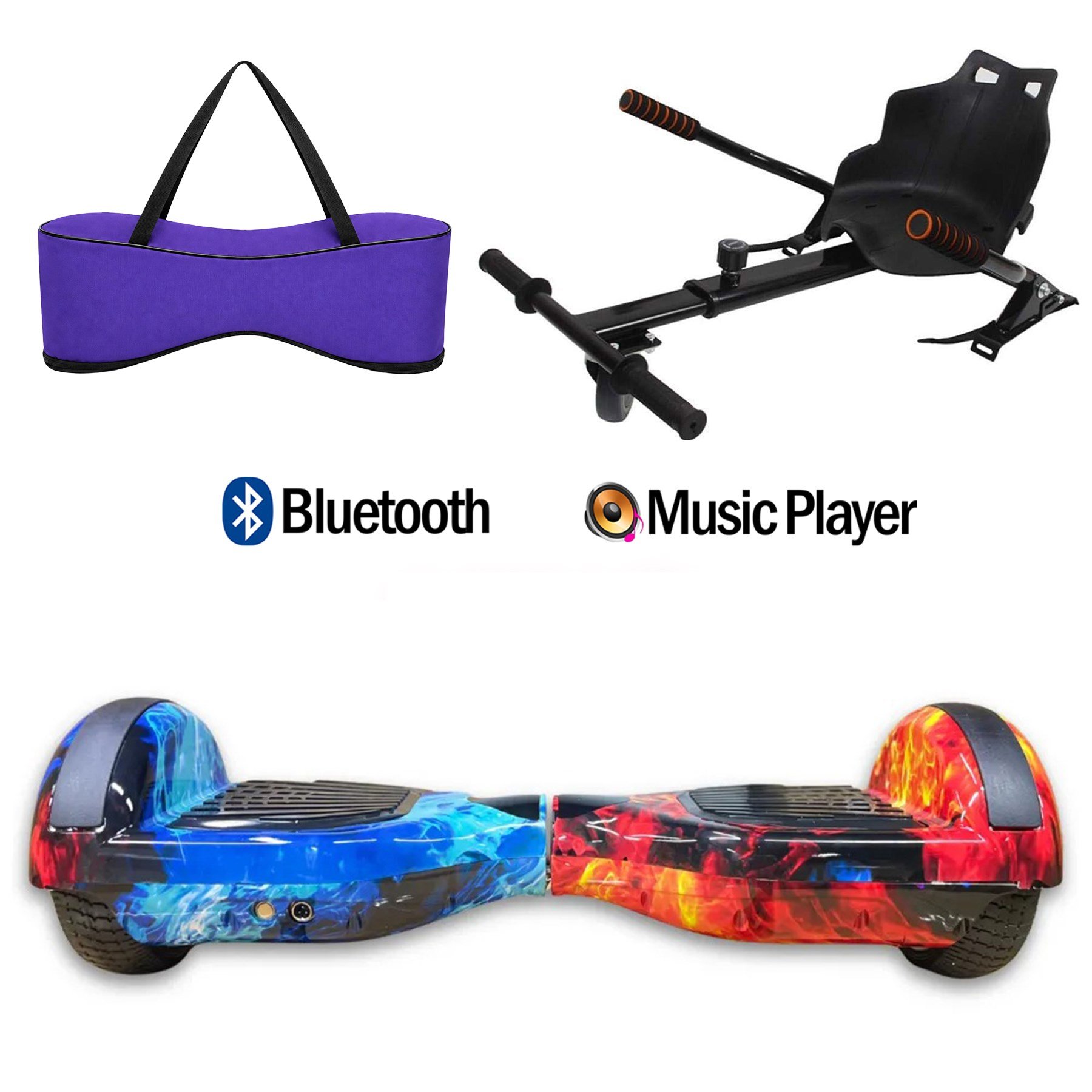 Citymate Elektrikli Kaykay Hoverboard Akıllı Denge 6.5 Inch + HoverKart + Çanta EXTREM PAKET D10 Mor