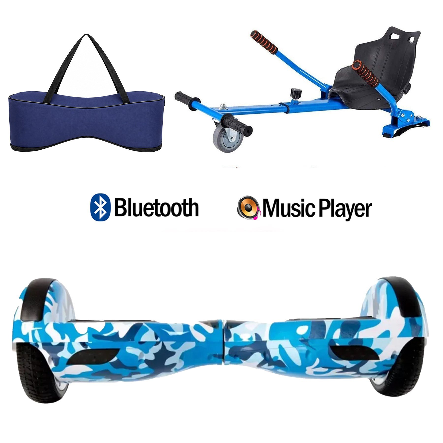 Citymate Elektrikli Kaykay Hoverboard Akıllı Denge 6.5 Inch + HoverKart + Çanta EXTREM PAKET D03 Mavi