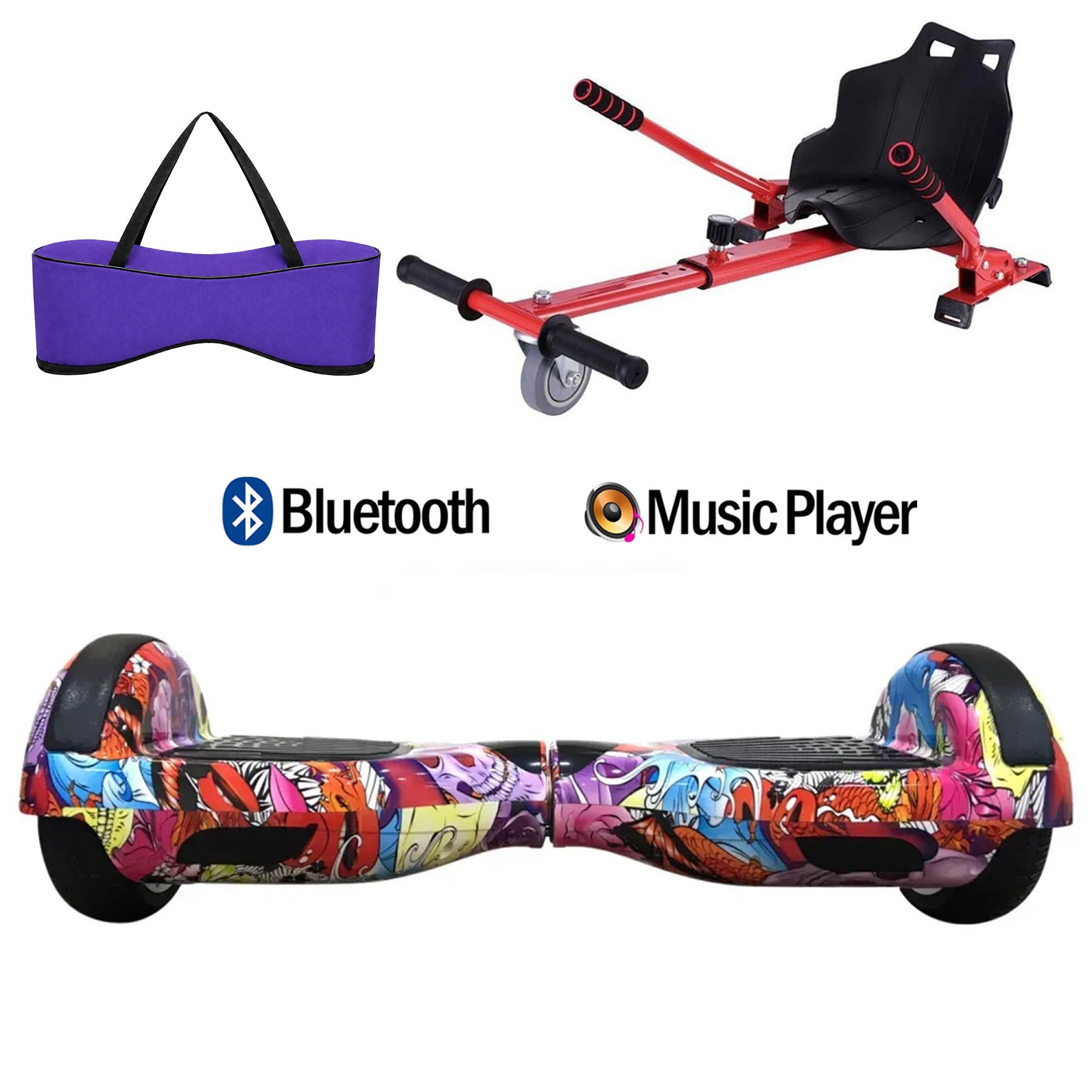 Citymate Elektrikli Kaykay Hoverboard Akıllı Denge 6.5 Inch + HoverKart + Çanta EXTREM PAKET D16 Mor