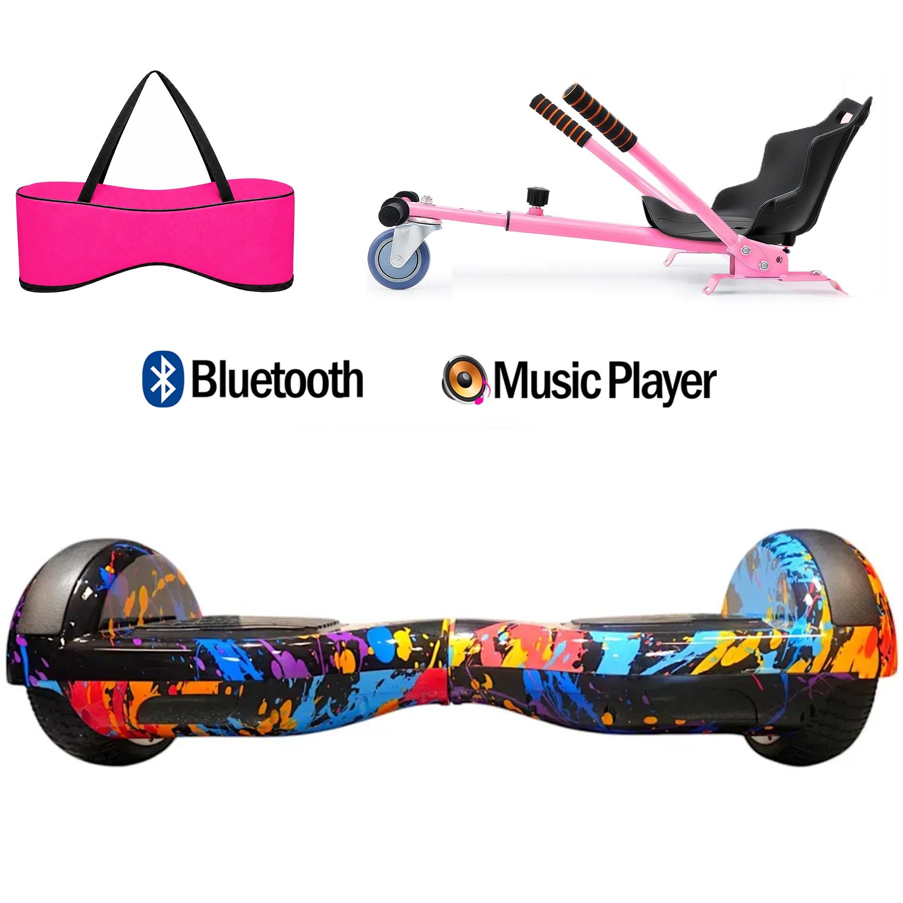 Citymate Elektrikli Kaykay Hoverboard Akıllı Denge 6.5 Inch + HoverKart + Çanta EXTREM PAKET D26 Pembe