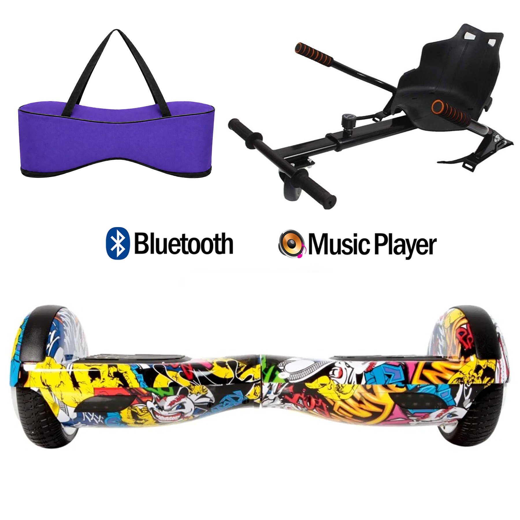 Citymate Elektrikli Kaykay Hoverboard Akıllı Denge 6.5 Inch + HoverKart + Çanta EXTREM PAKET D01 Mor
