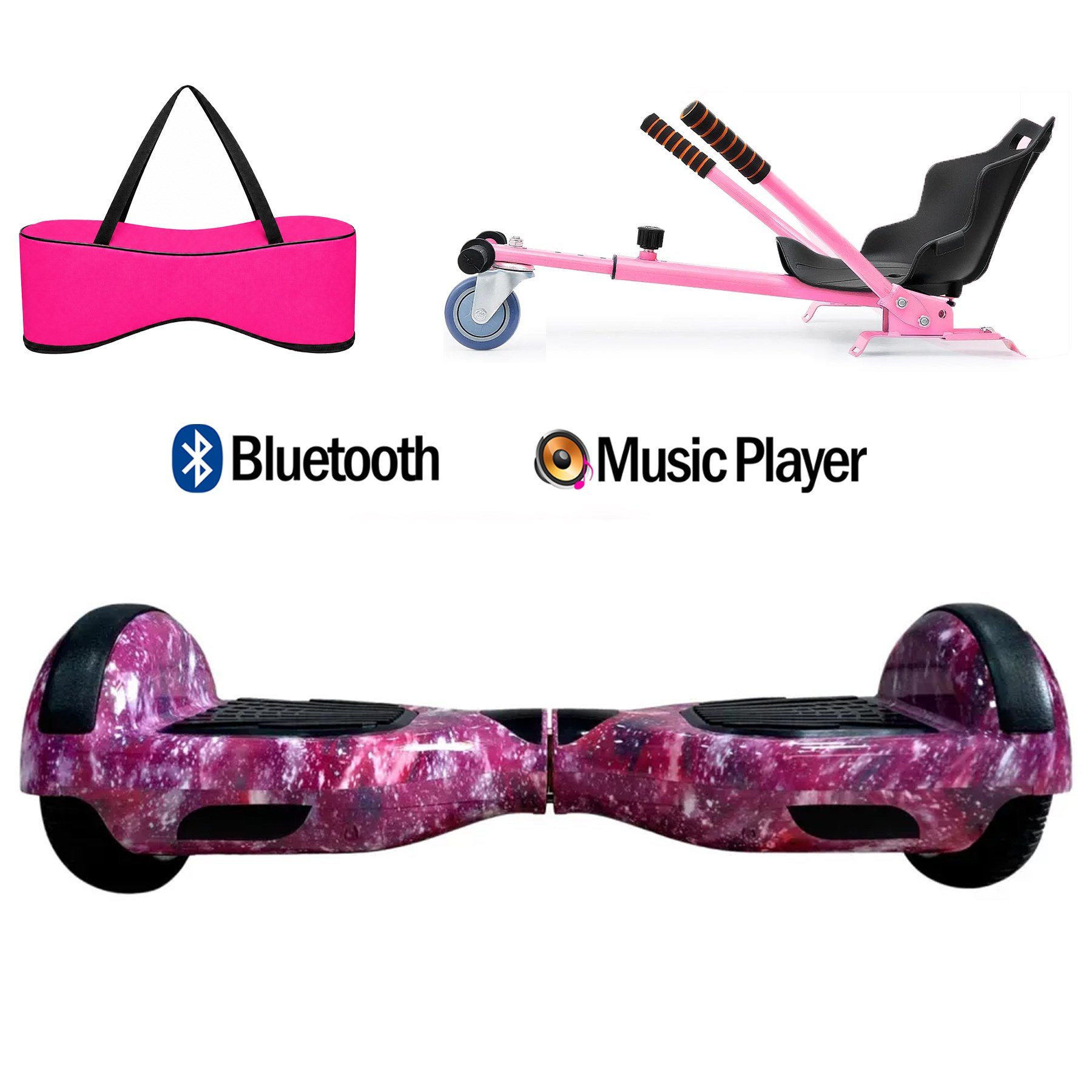 Citymate Elektrikli Kaykay Hoverboard Akıllı Denge 6.5 Inch + HoverKart + Çanta EXTREM PAKET D16 Pembe