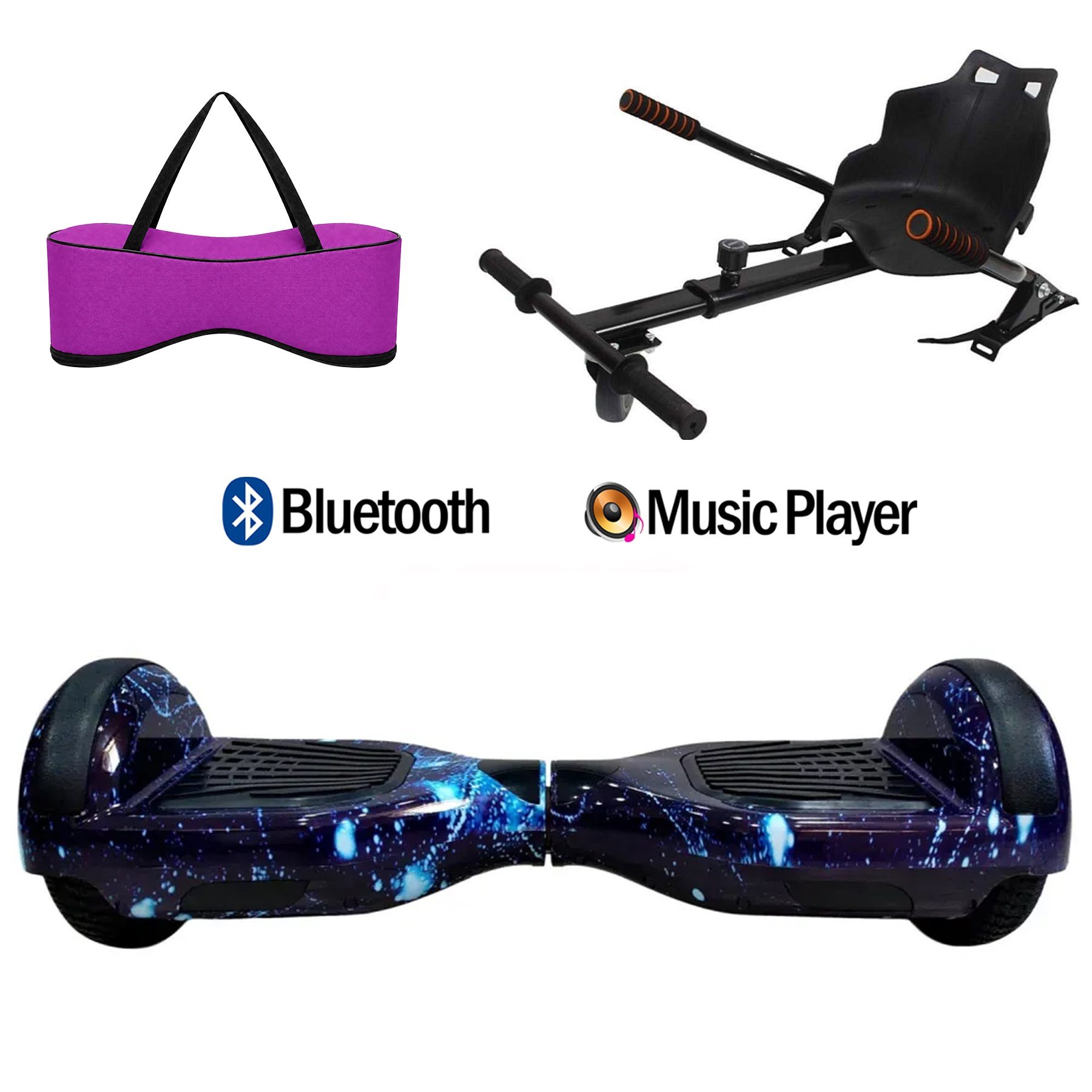 Citymate Elektrikli Kaykay Hoverboard Akıllı Denge 6.5 Inch + HoverKart + Çanta EXTREM PAKET D12 Fuşya