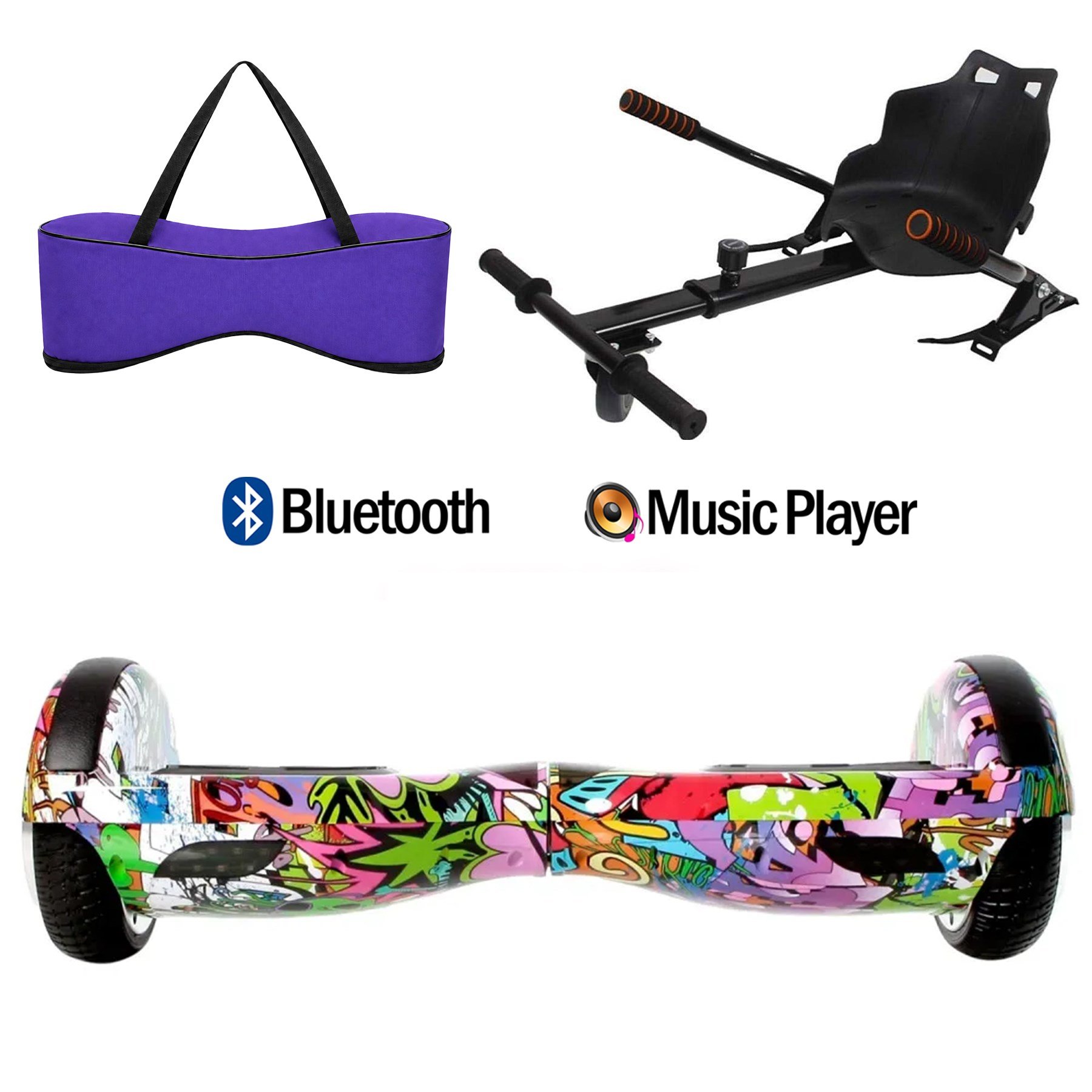 Citymate Elektrikli Kaykay Hoverboard Akıllı Denge 6.5 Inch + HoverKart + Çanta EXTREM PAKET D04 Mor