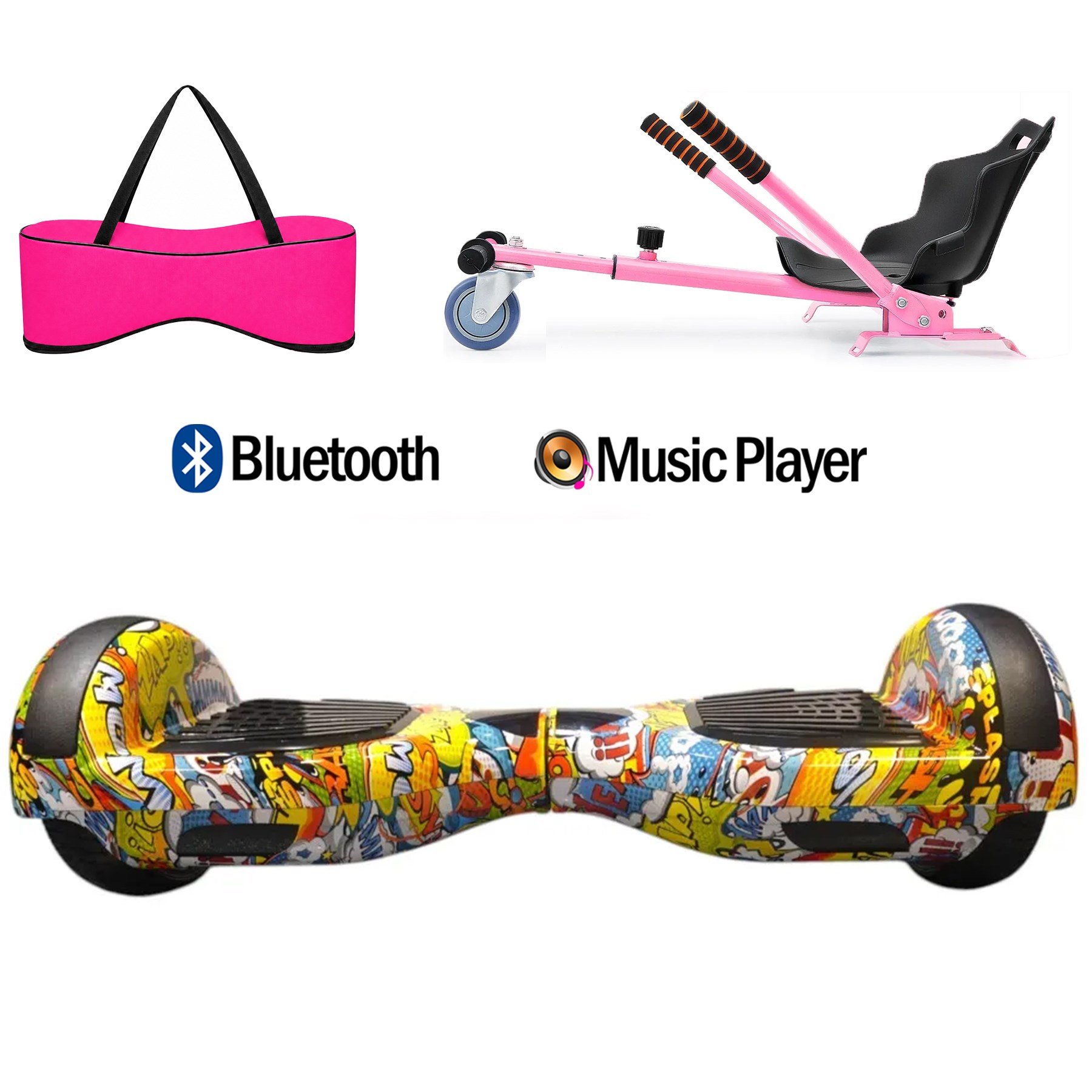 Citymate Elektrikli Kaykay Hoverboard Akıllı Denge 6.5 Inch + HoverKart + Çanta EXTREM PAKET D25 Pembe