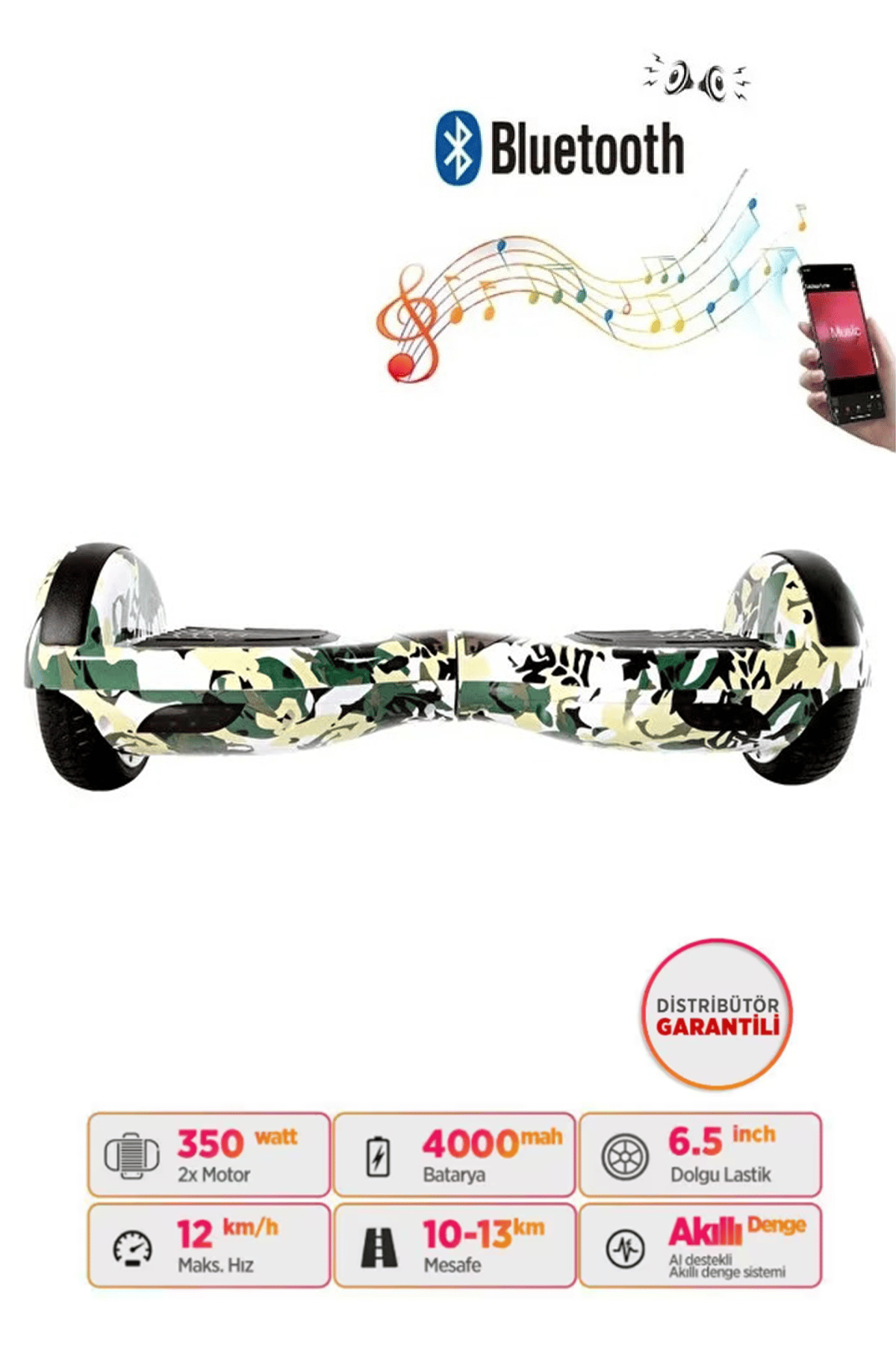 Citymate Hoverboard Elektrikli Kaykay Scooter Bluetooth Hoparlörlü 6.5 inch D07