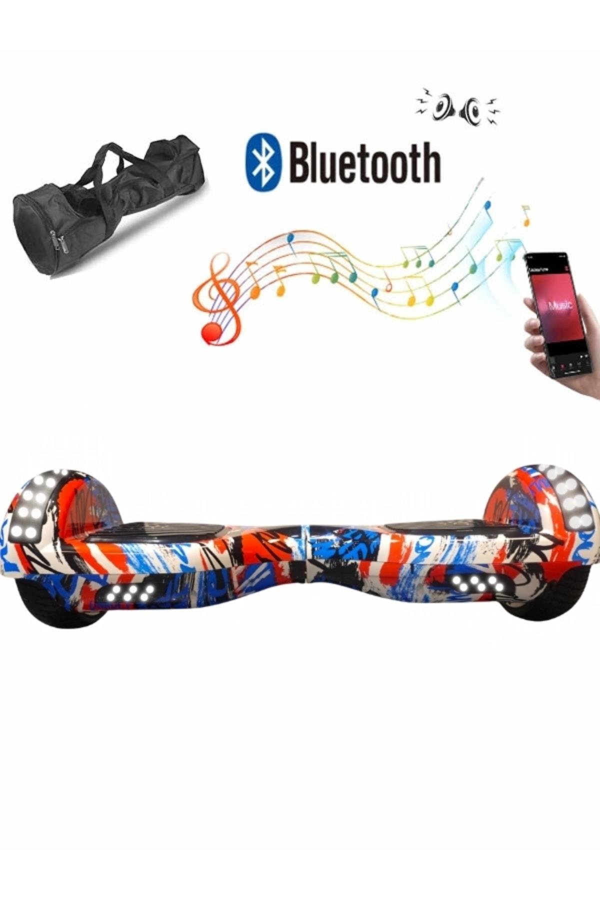 Elektrikli Kaykay Full Ledli Hoverboard Bluetooth Hoparlörlü 6.5 Inch Çanta Hediyeli D09