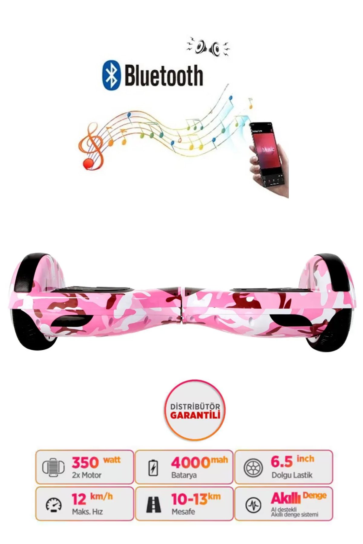Elektrikli Kaykay Hoverboard Bluetooth Hoparlörlü 6.5 Inç Grafiti D05