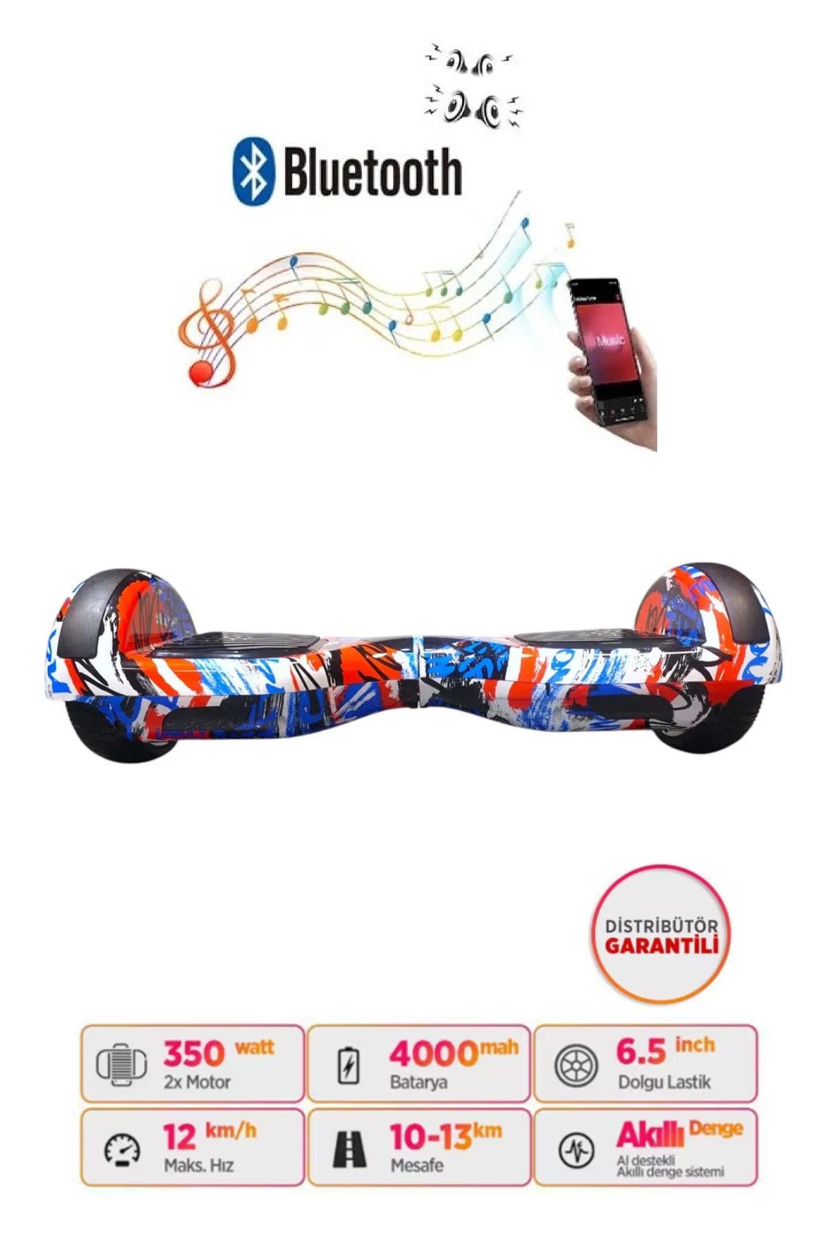 Elektrikli Kaykay Scooter Hoverboard 6.5 Inch Cool Desenli Akıllı Dengeli D09