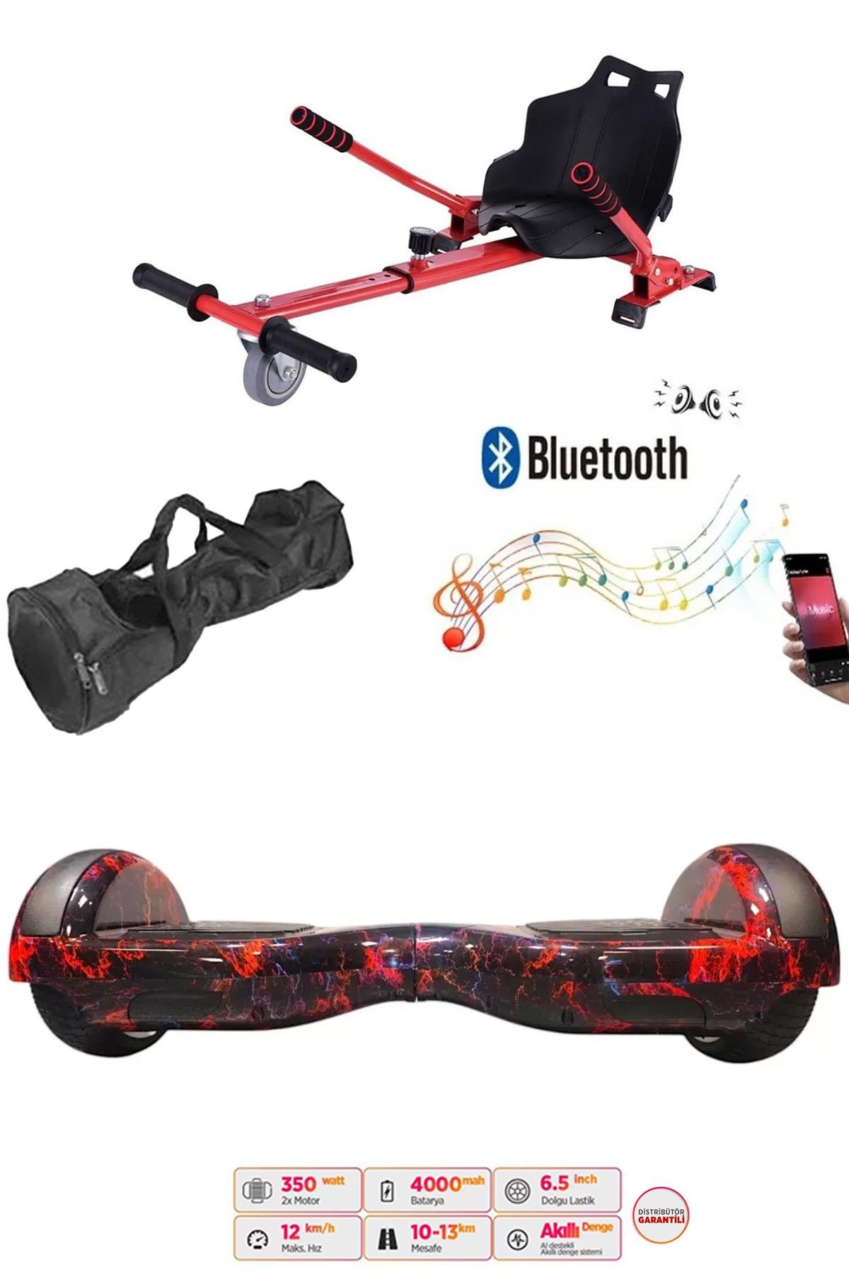 Elektrikli Kaykay Scooter Hoverboard Akıllı Denge 6.5 Inch + HoverKart + Çanta EXTREM PAKET D15