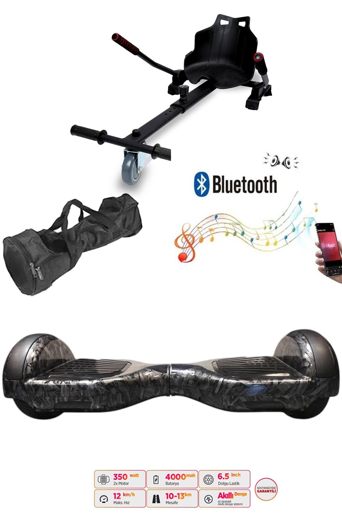 Elektrikli Kaykay Scooter Hoverboard Akıllı Denge 6.5 Inch + HoverKart + Çanta EXTREM PAKET D27