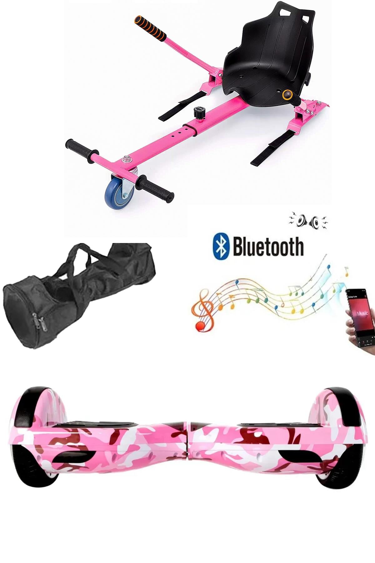 Elektrikli Kaykay Scooter Hoverboard Akıllı Denge 6.5 Inch + Hover Kart + Çanta EXTREM PAKET D05