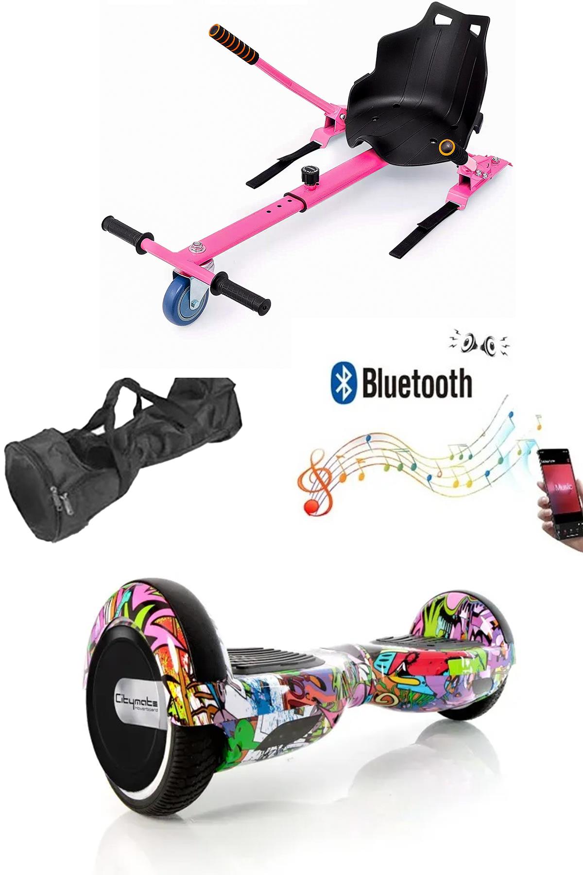 Elektrikli Kaykay Scooter Hoverboard Akıllı Denge 6.5 Inch + Hover Kart + Çanta EXTREM PAKET D04