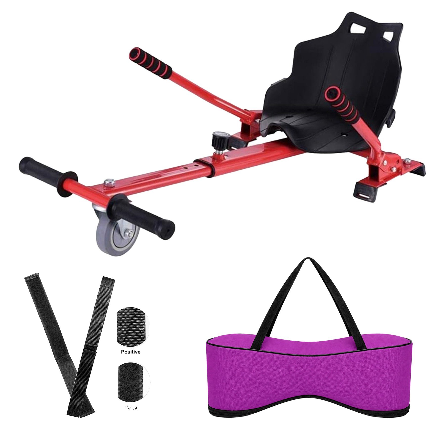 Hoverkart Elektrikli Kaykay Hoverboard Oturma Aparatı 3'Lü Paket Kırmızı