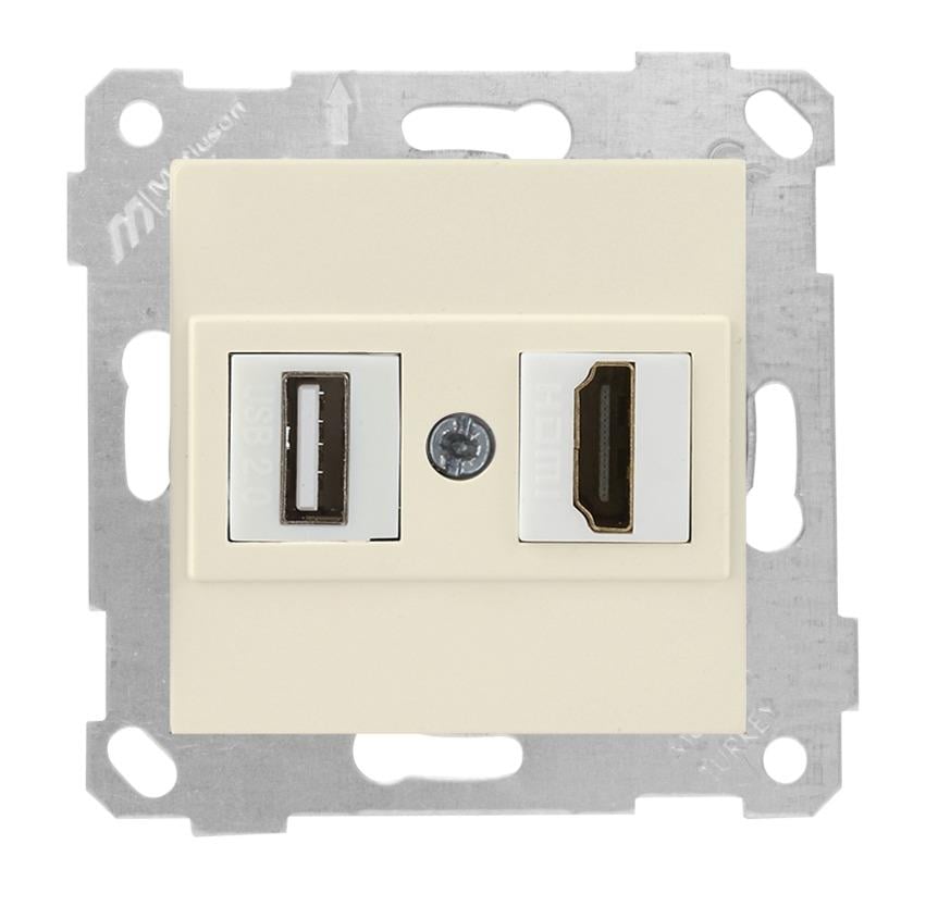 MUTLUSAN Rita Mek+Tuş Data Prizi 1*Usb/1*Hdmı