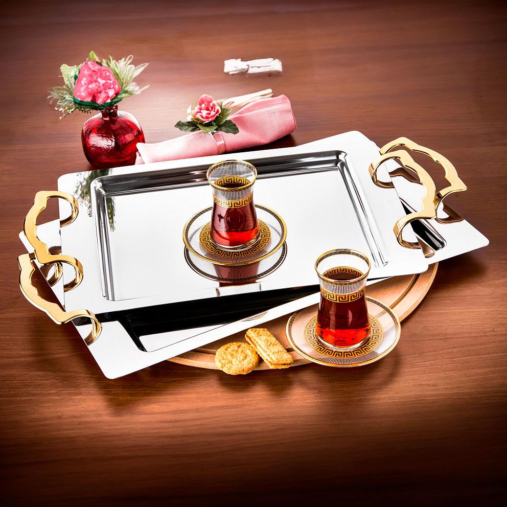 Özlife 340 Lisa 2 Li Tepsi Sade Gold