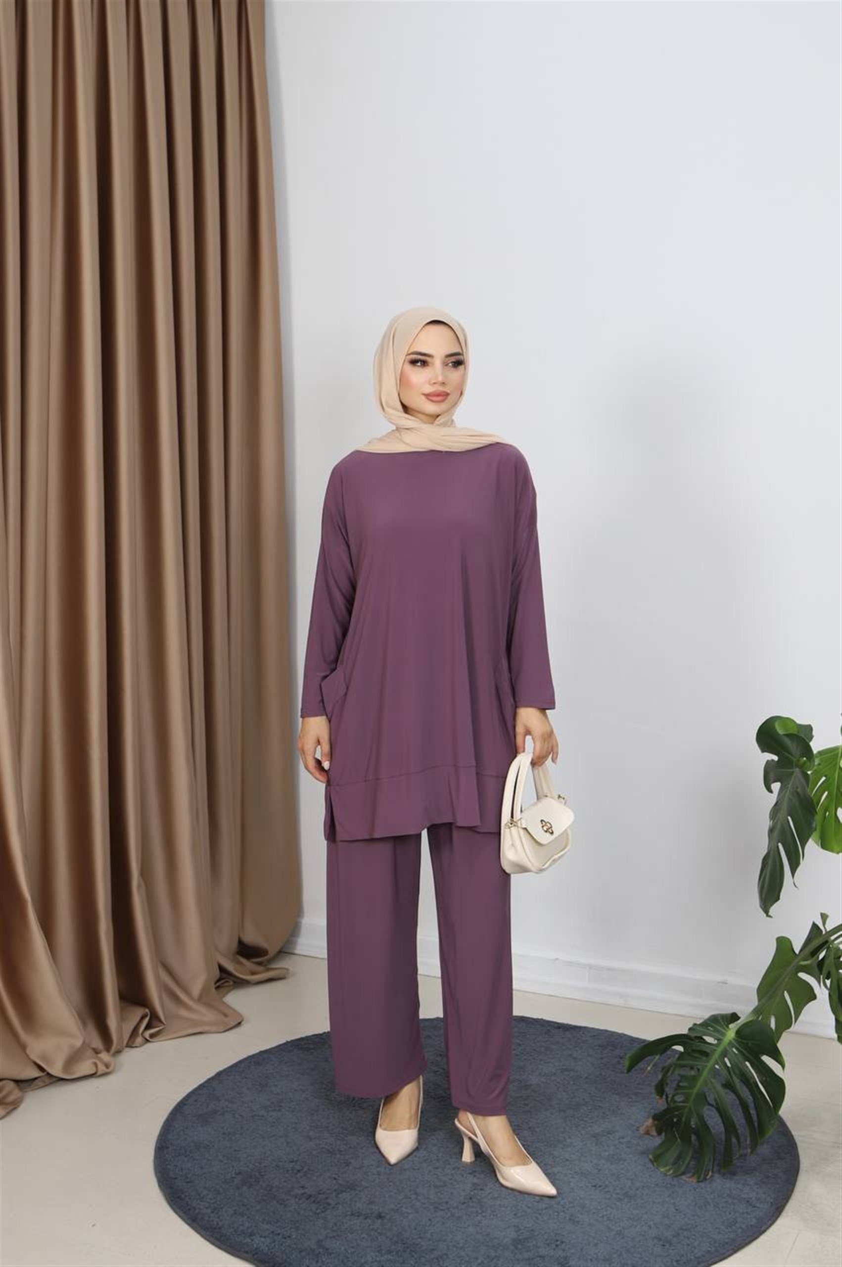5015 Bisiklet Yaka Yanları Cepli Oversize Takım
