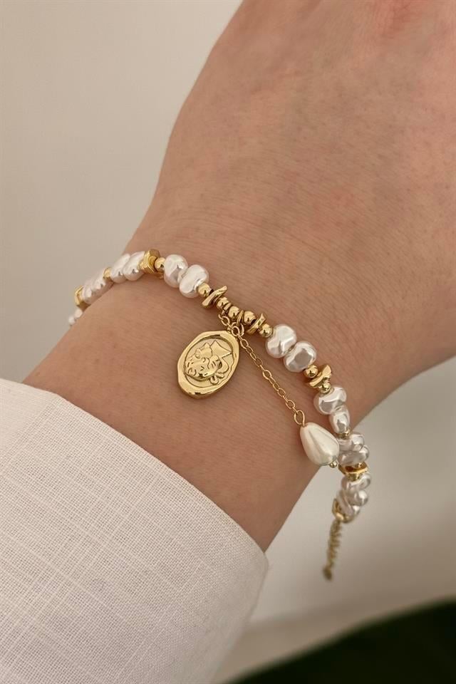 Aurelia Pearl Vip Seri Gold Bileklik