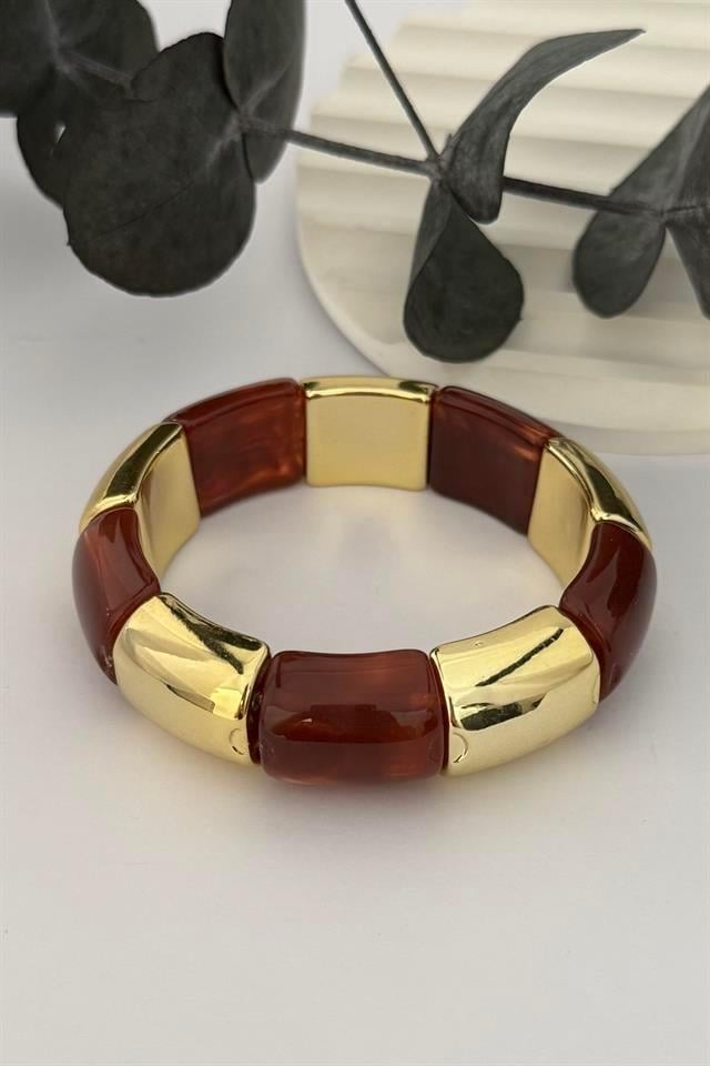 Bordo Taşlı Lastikli Bileklik